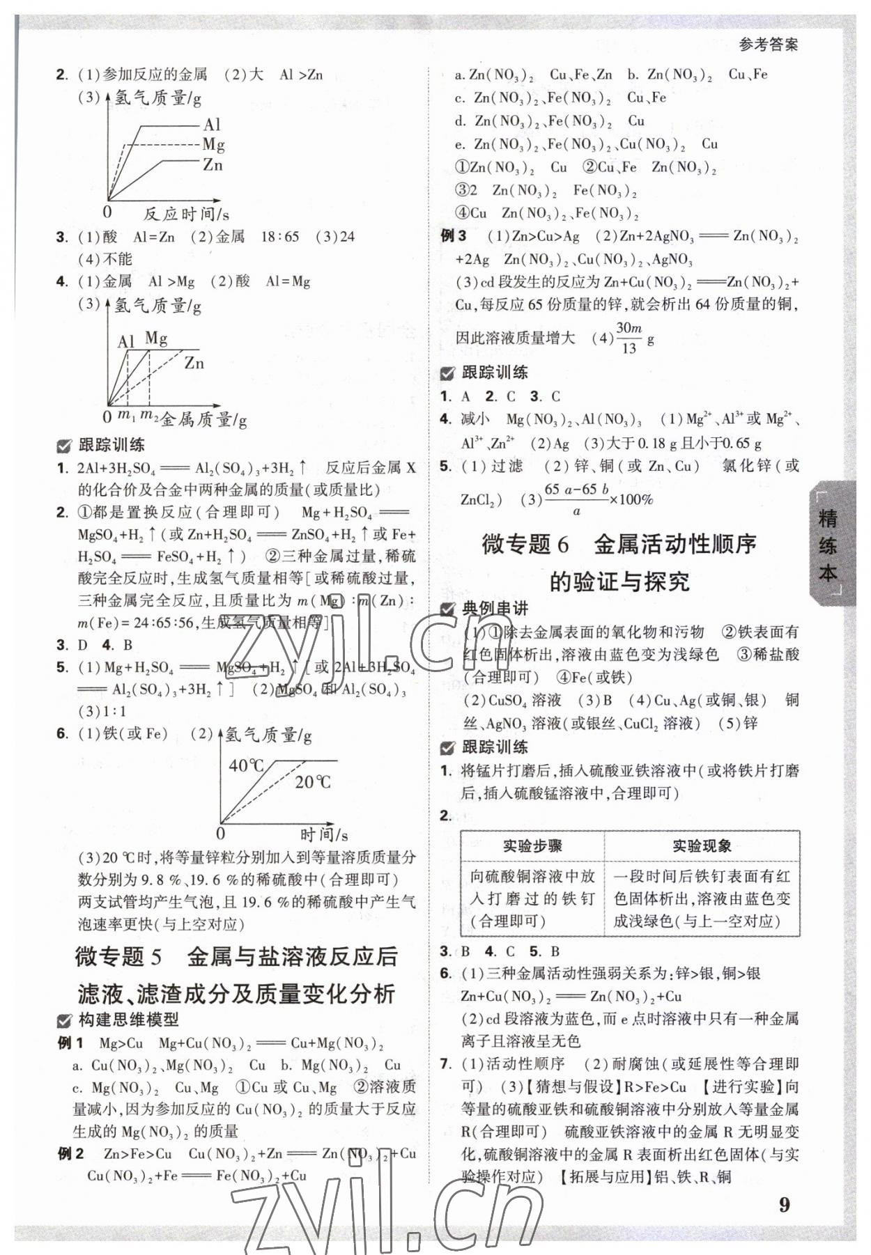 2023年万唯中考试题研究化学贵阳专版 参考答案第8页