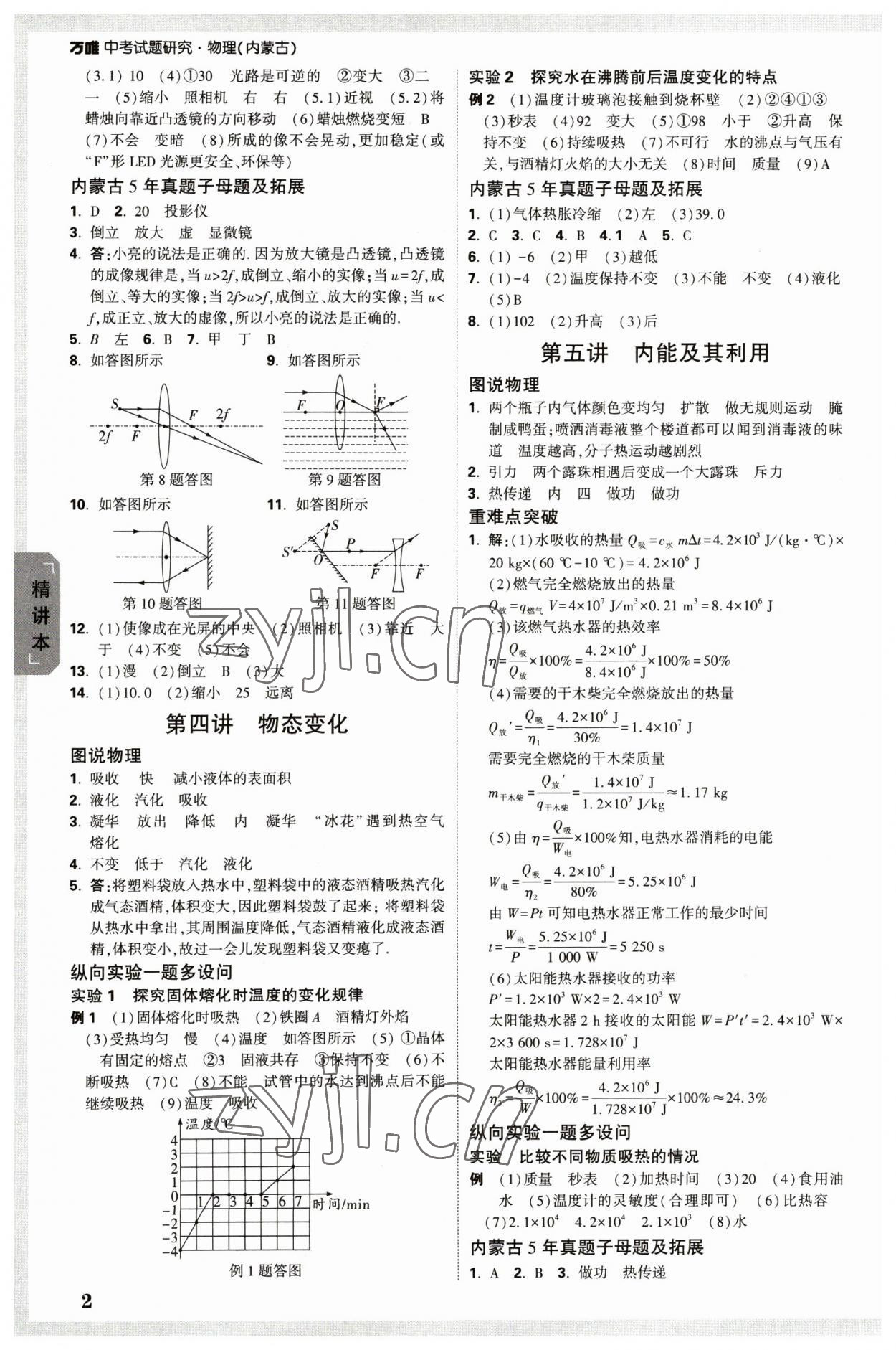 2023年萬唯中考試題研究物理內(nèi)蒙古專版 參考答案第2頁