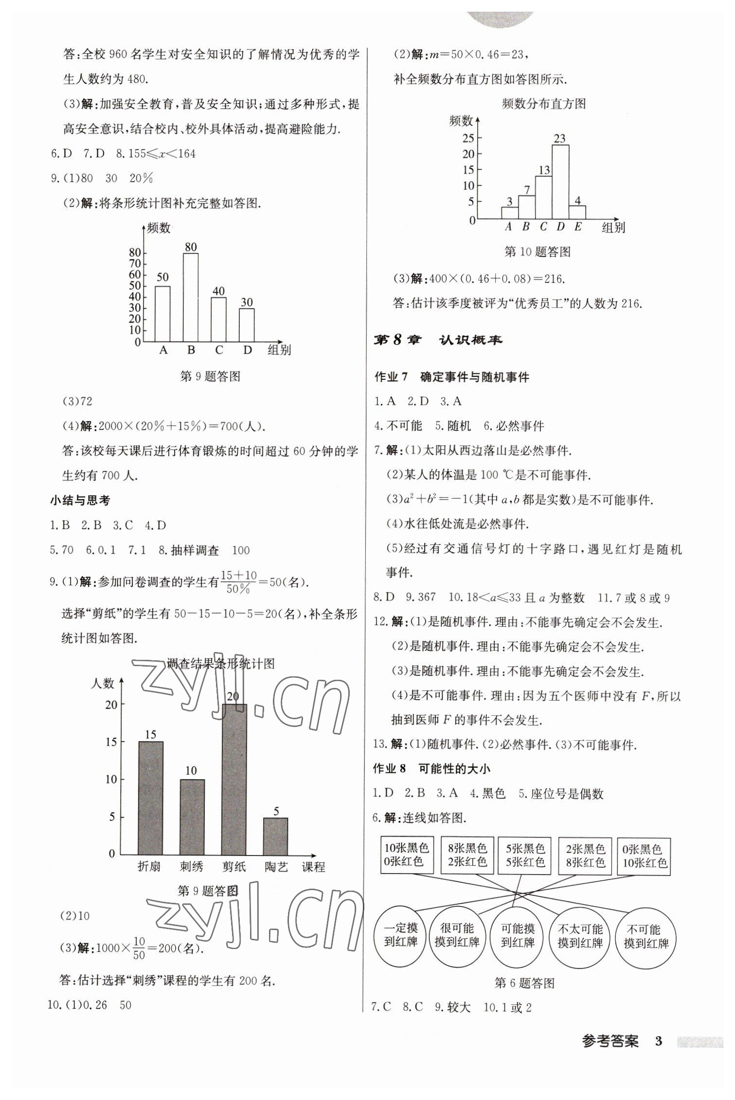 2023年启东中学作业本八年级数学下册江苏版 参考答案第3页