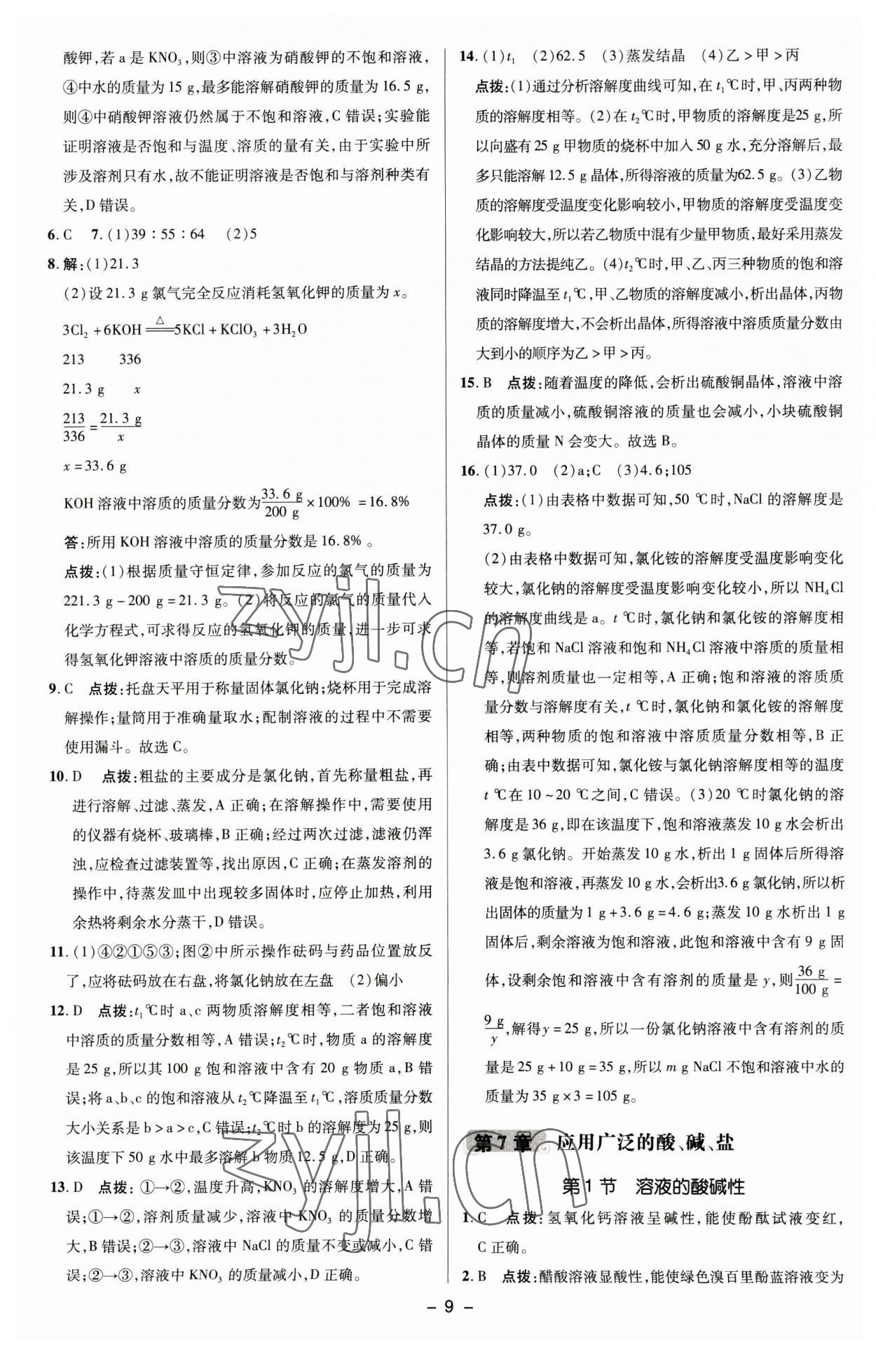 2023年綜合應(yīng)用創(chuàng)新題典中點(diǎn)九年級(jí)化學(xué)下冊(cè)滬教版 參考答案第8頁(yè)