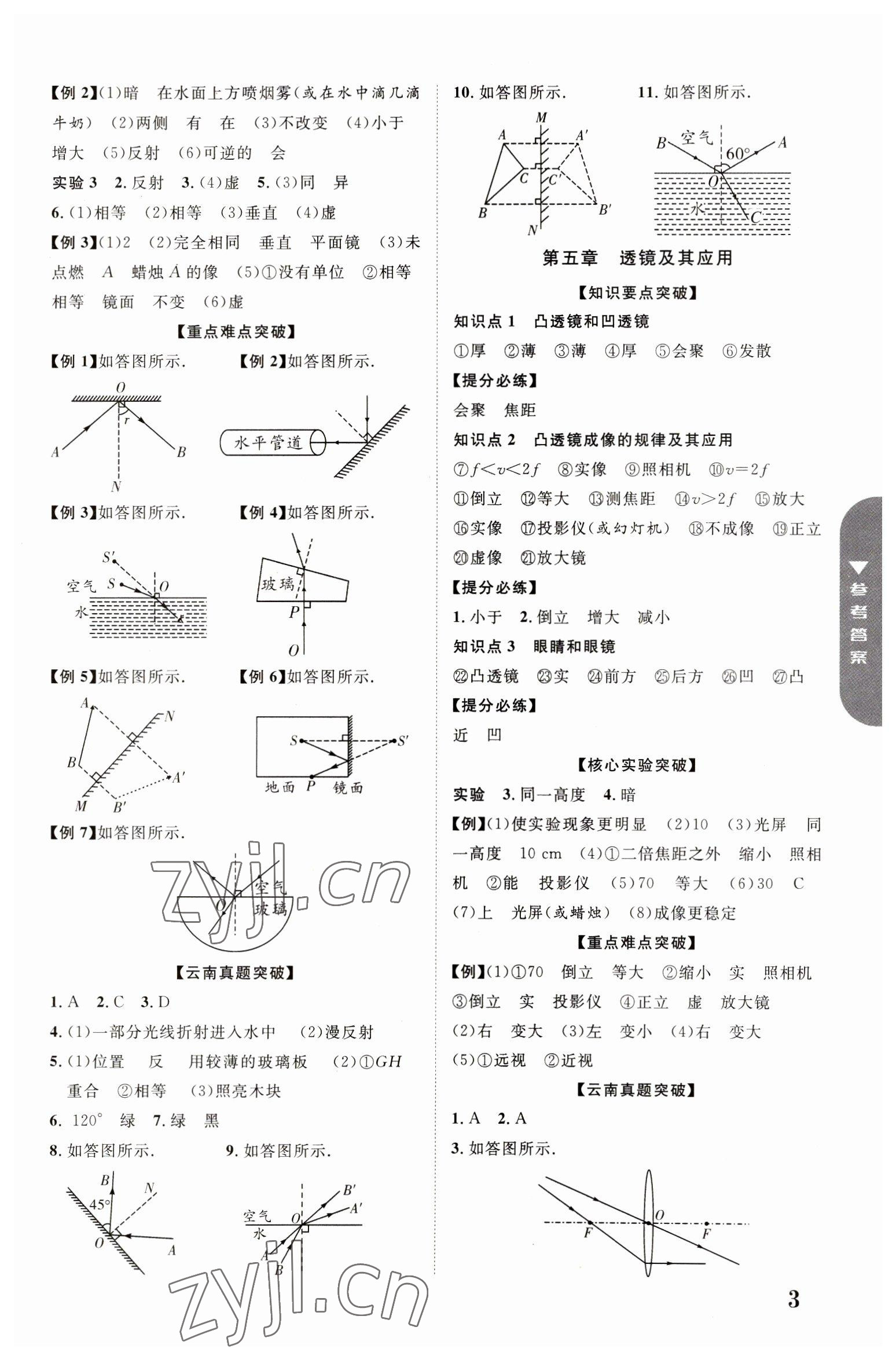 2023年中教联云南中考新突破物理 参考答案第3页