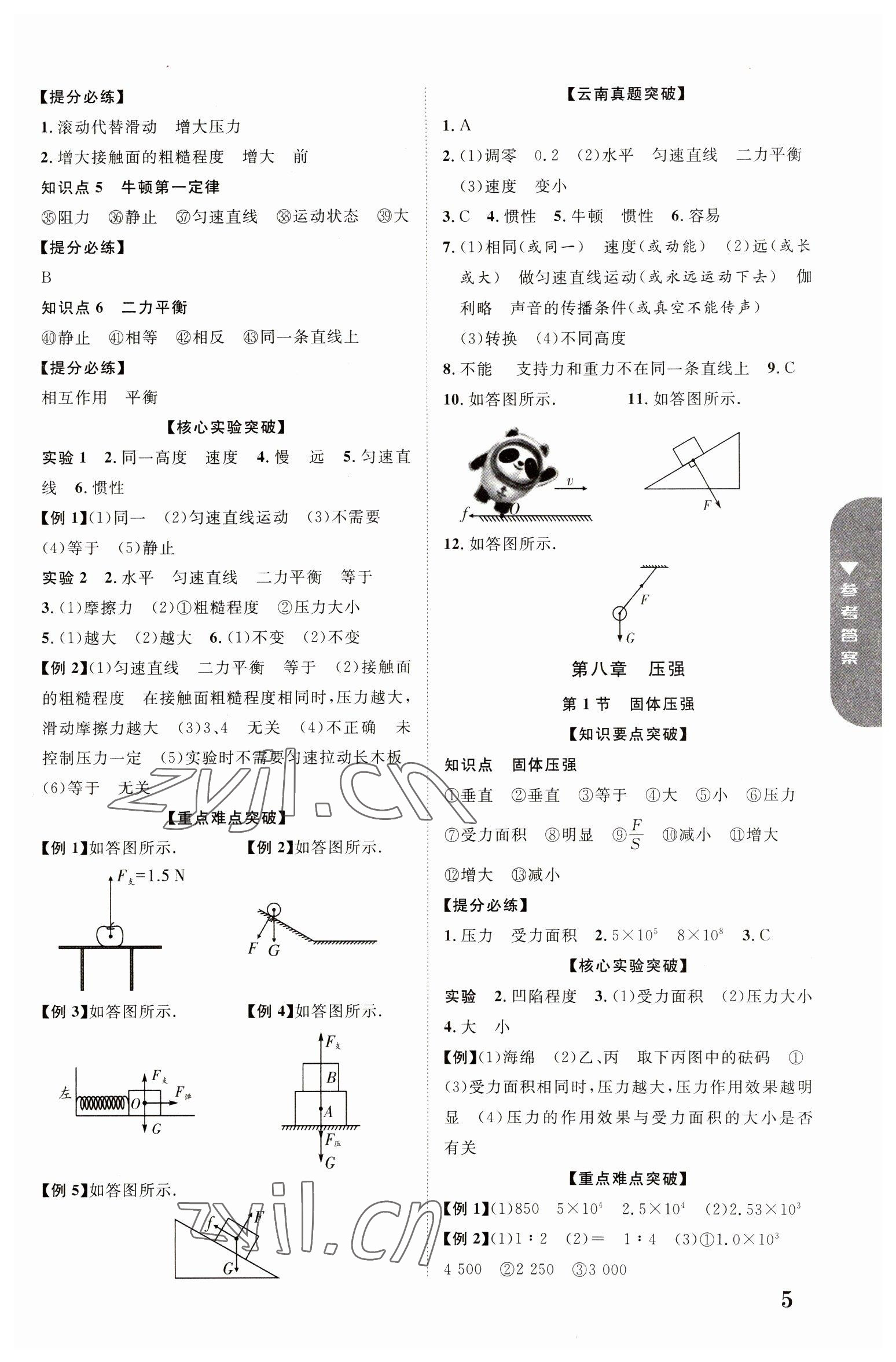 2023年中教聯(lián)云南中考新突破物理 參考答案第5頁