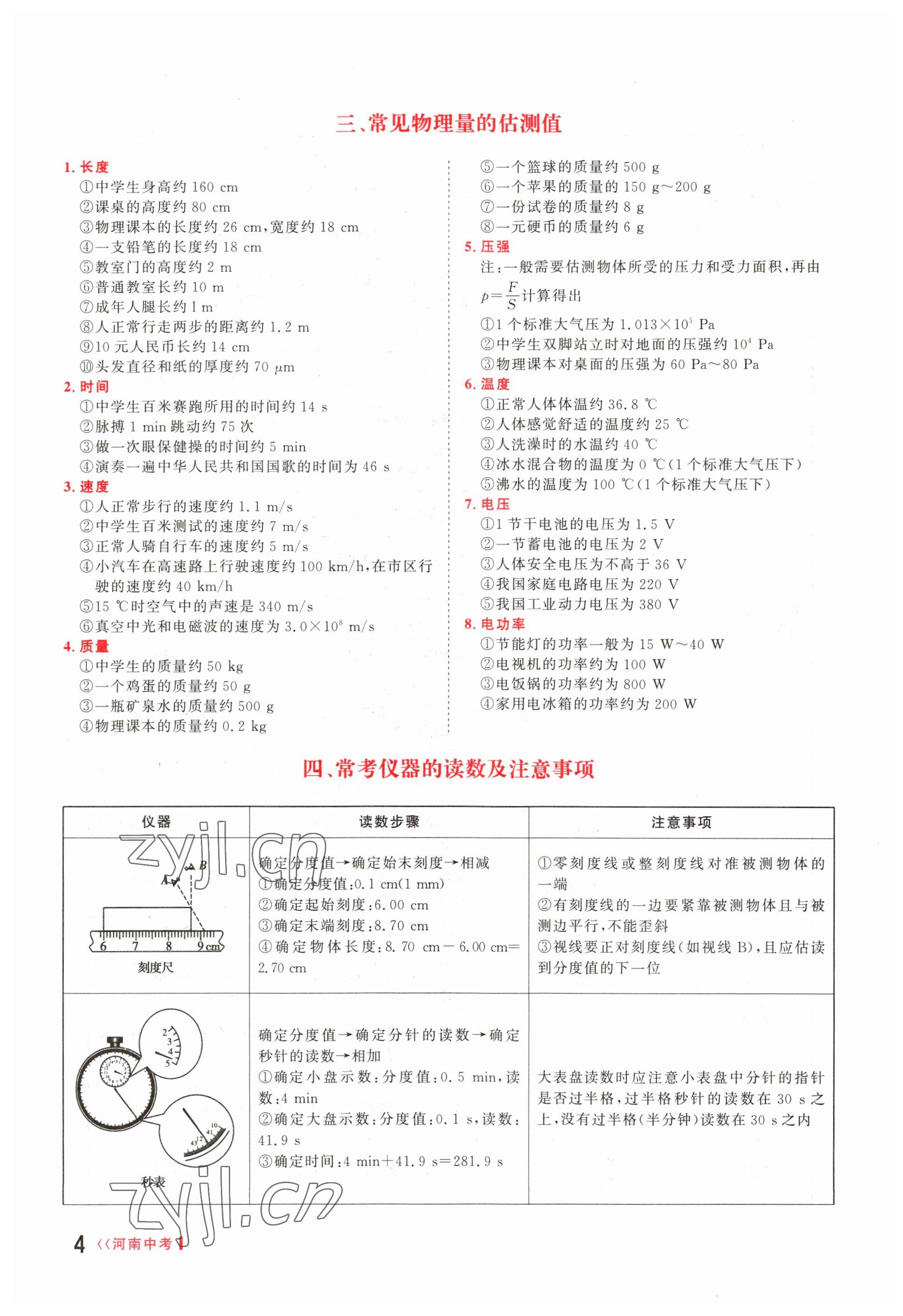 2023年碩源教育中考總復習名師解密物理河南專版 參考答案第4頁