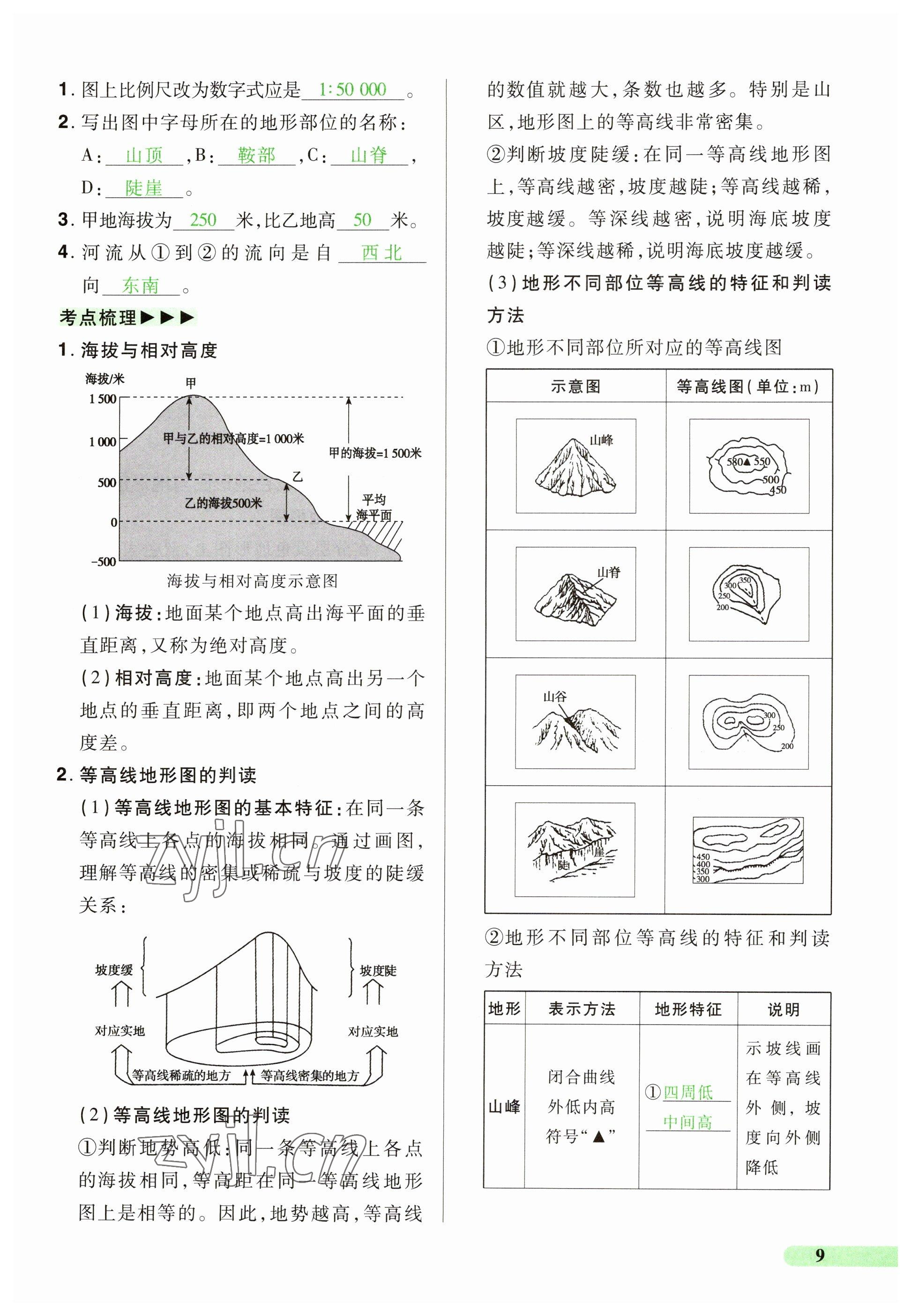 2023年国华教育中考夺冠地理河南专版&nbsp;参考答案第9页