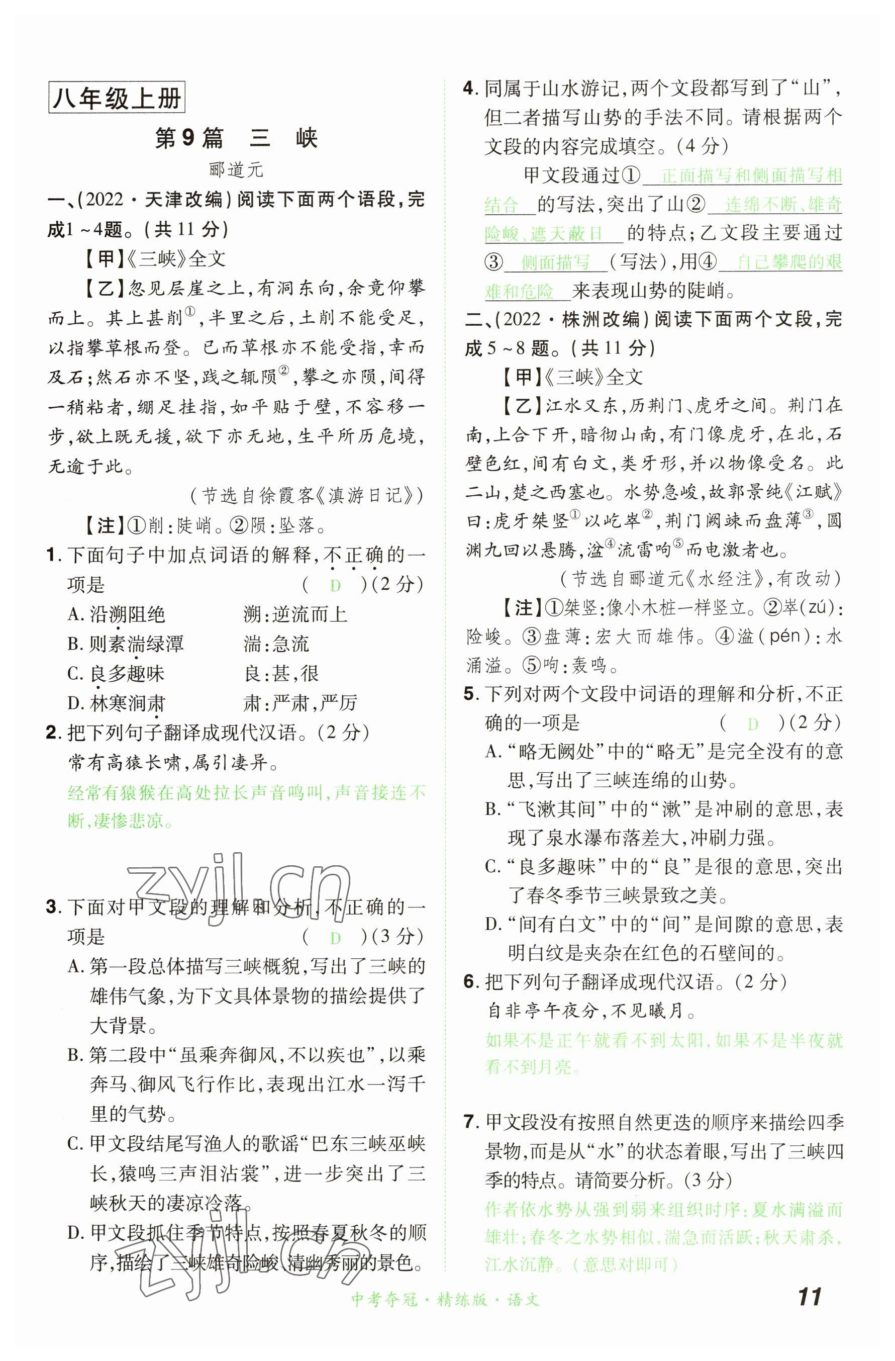 2023年國華教育中考奪冠語文河南專版 參考答案第11頁