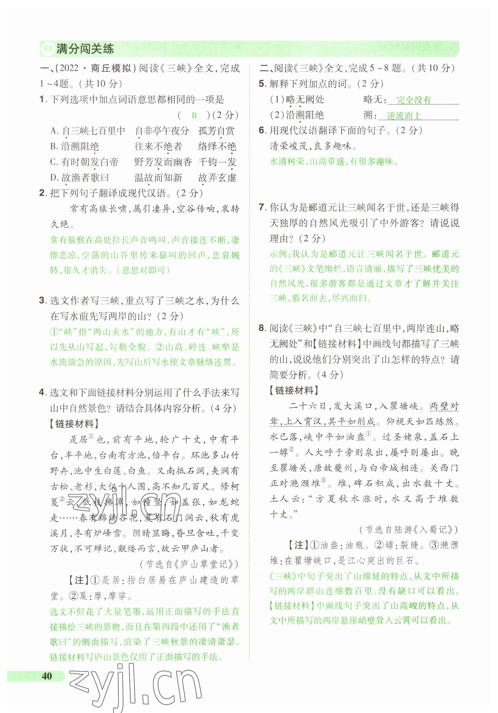 2023年國華教育中考奪冠語文河南專版 參考答案第40頁
