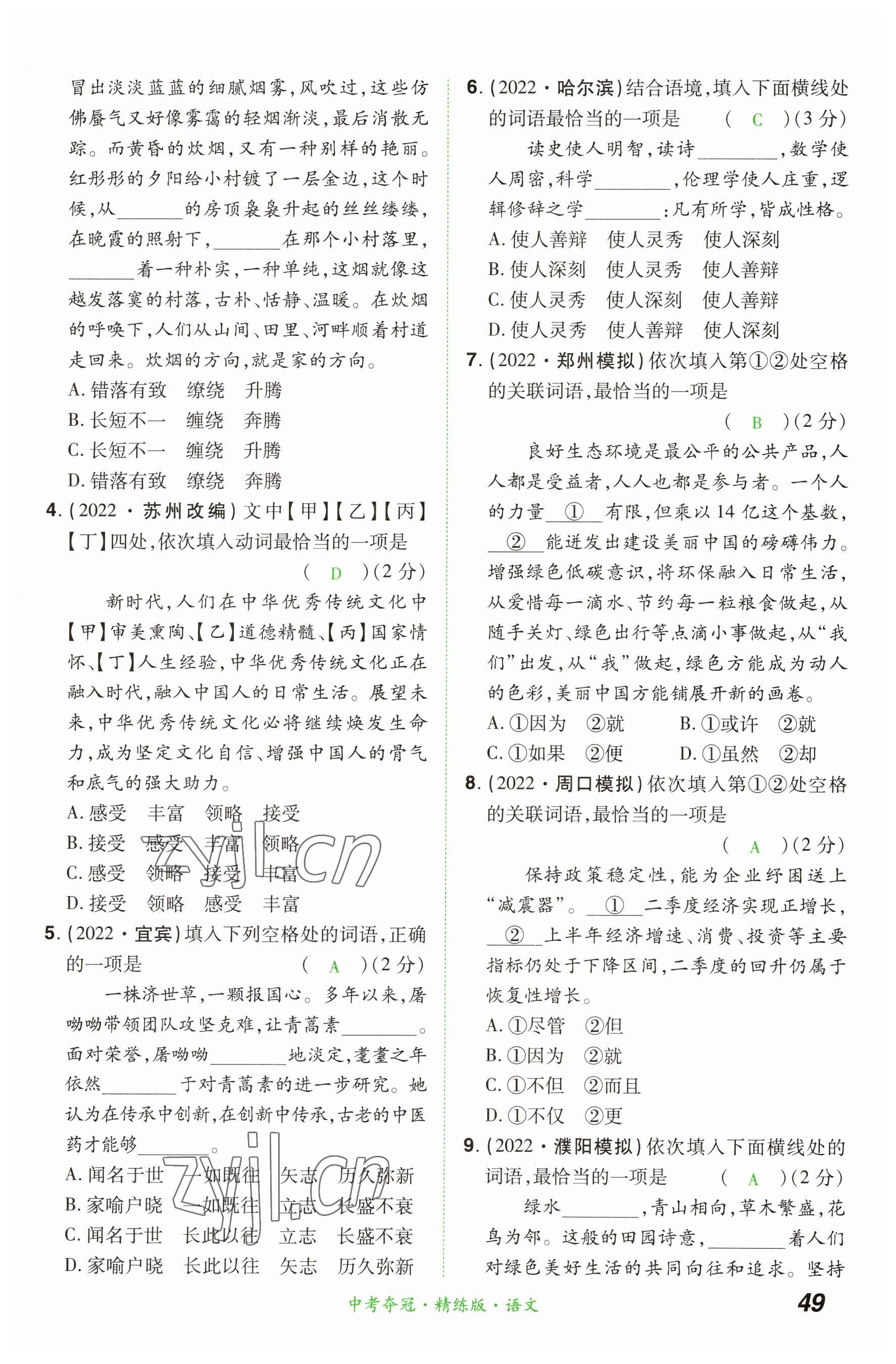 2023年國華教育中考奪冠語文河南專版 參考答案第49頁