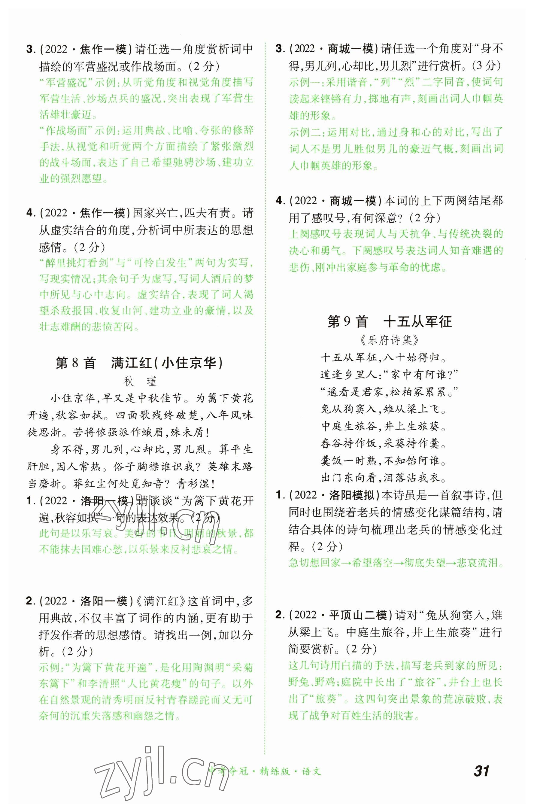 2023年國華教育中考奪冠語文河南專版 參考答案第31頁