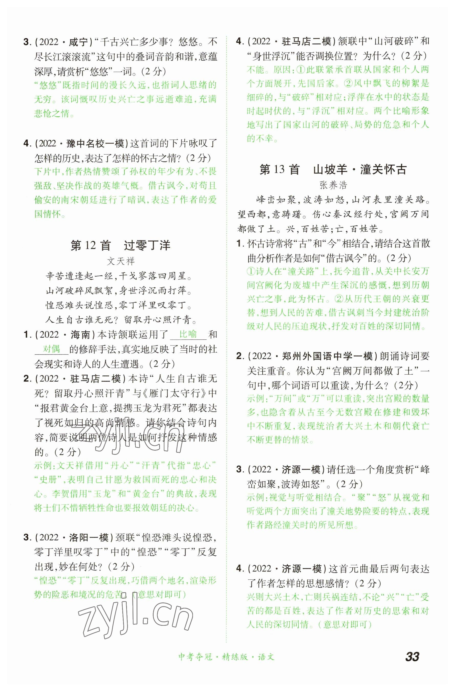 2023年國華教育中考奪冠語文河南專版 參考答案第33頁