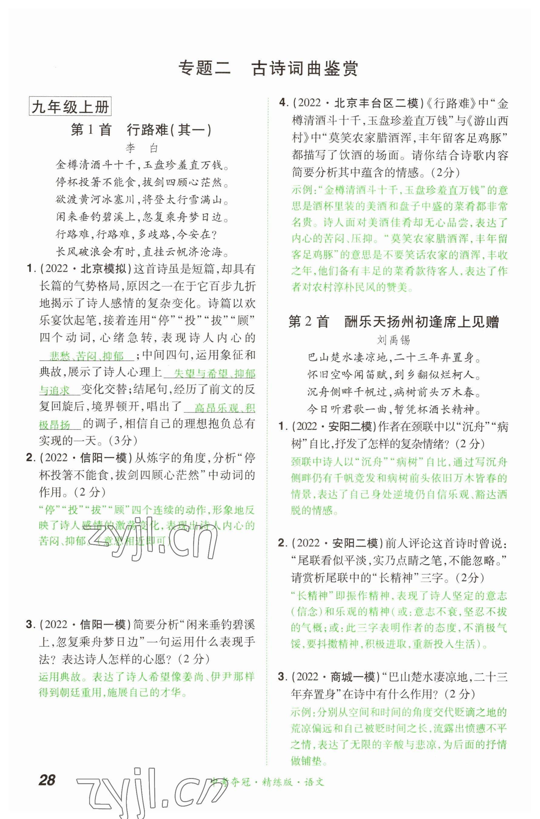 2023年國華教育中考奪冠語文河南專版 參考答案第28頁