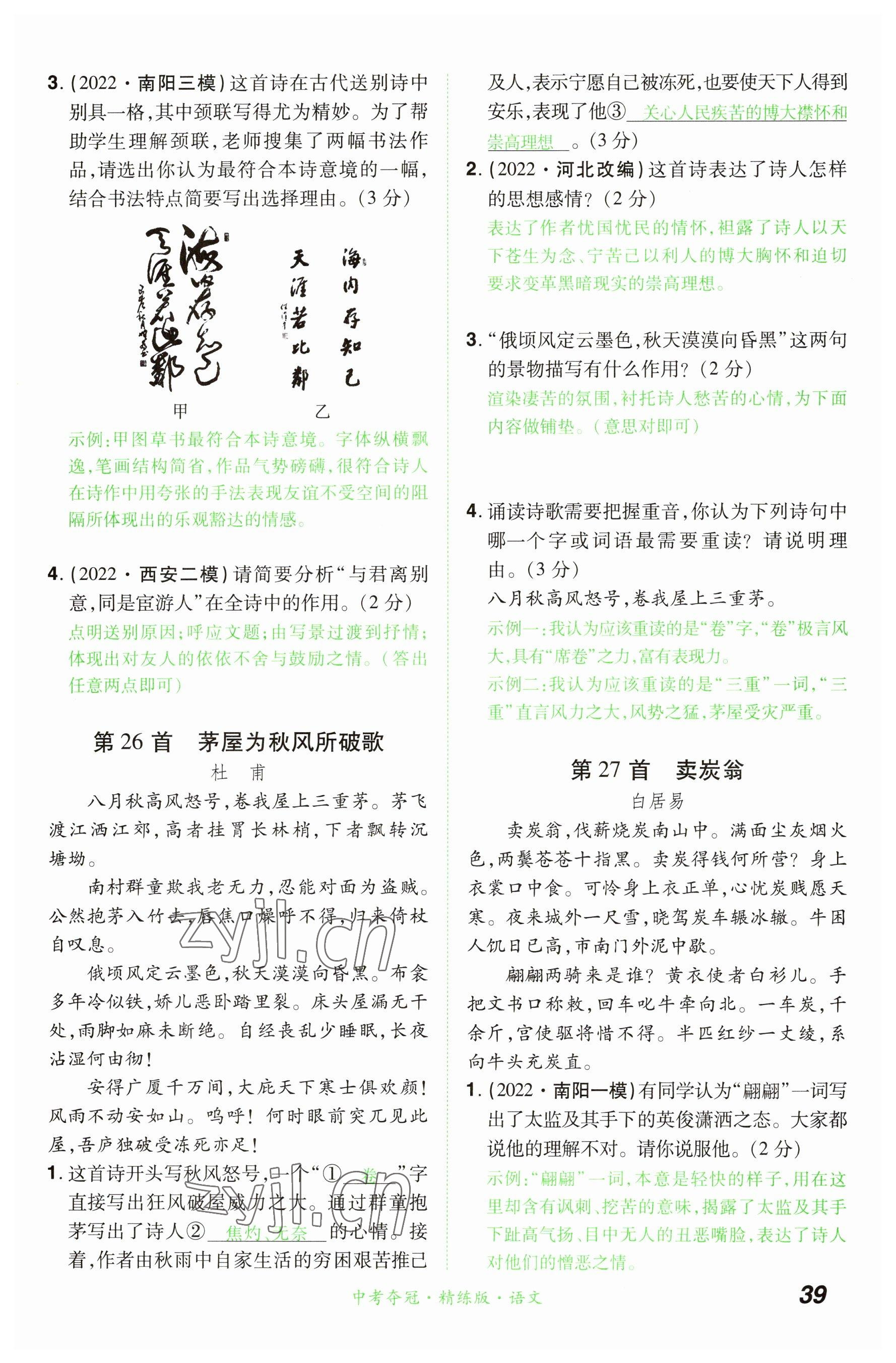 2023年國華教育中考奪冠語文河南專版 參考答案第39頁