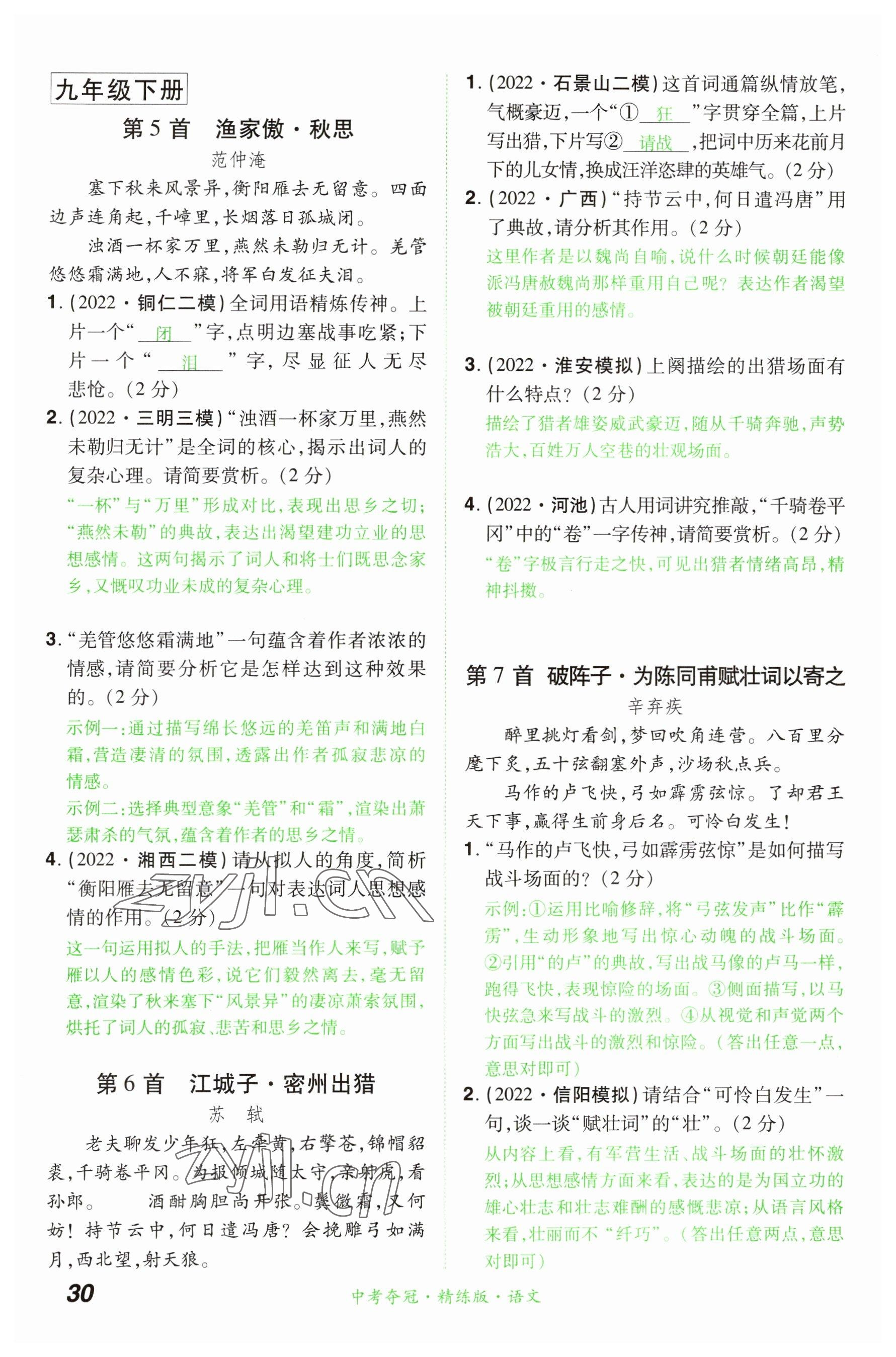 2023年國華教育中考奪冠語文河南專版 參考答案第30頁