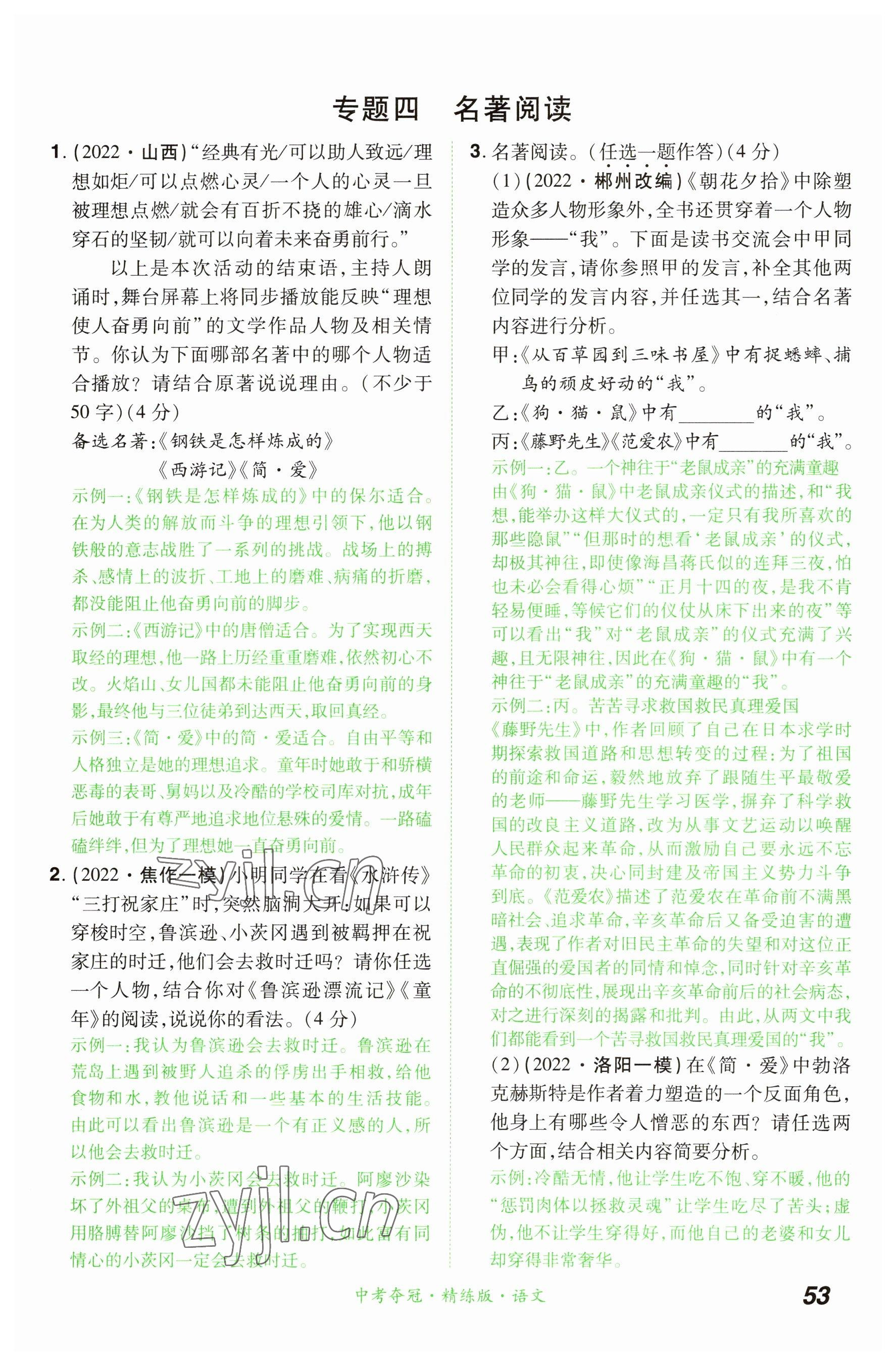 2023年國華教育中考奪冠語文河南專版 參考答案第53頁