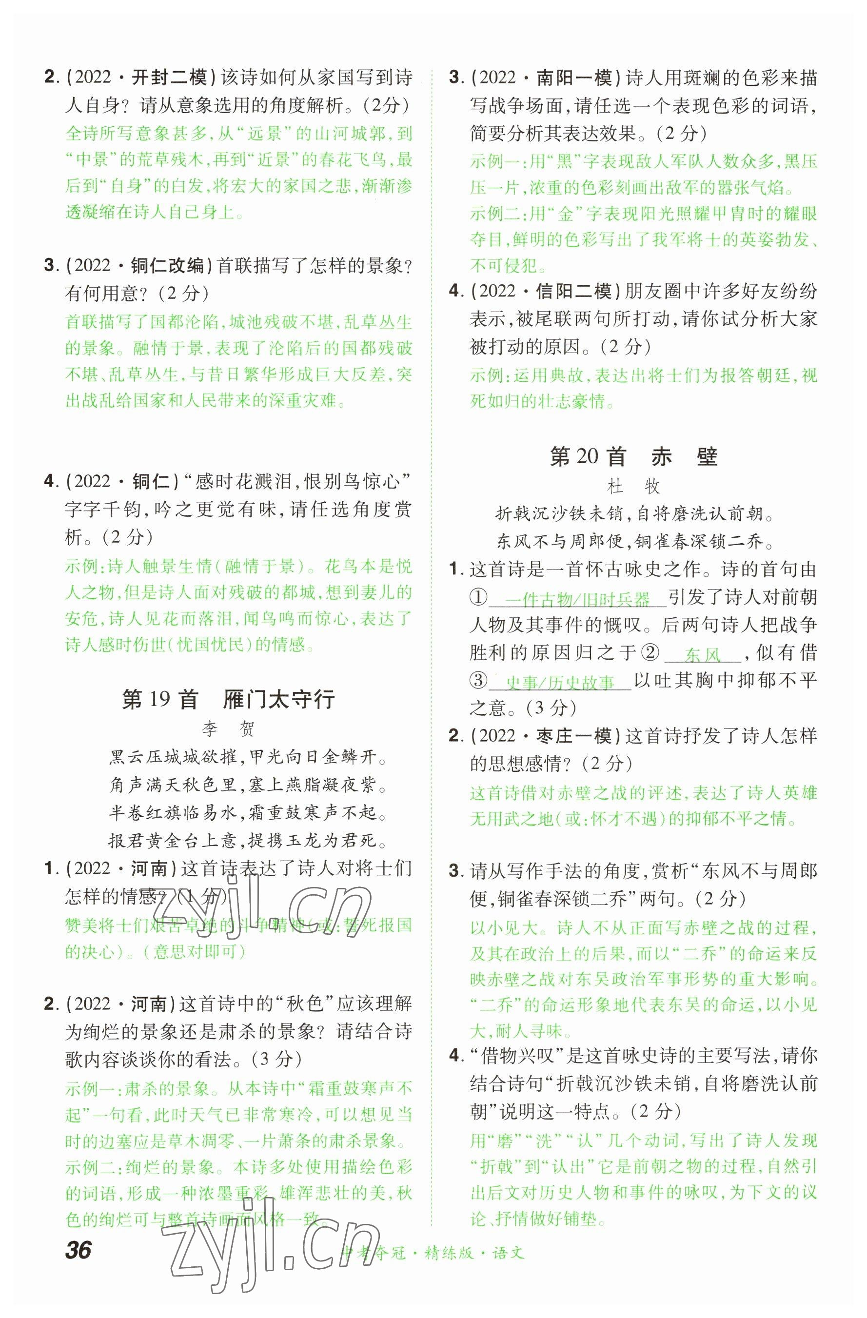 2023年國華教育中考奪冠語文河南專版 參考答案第36頁