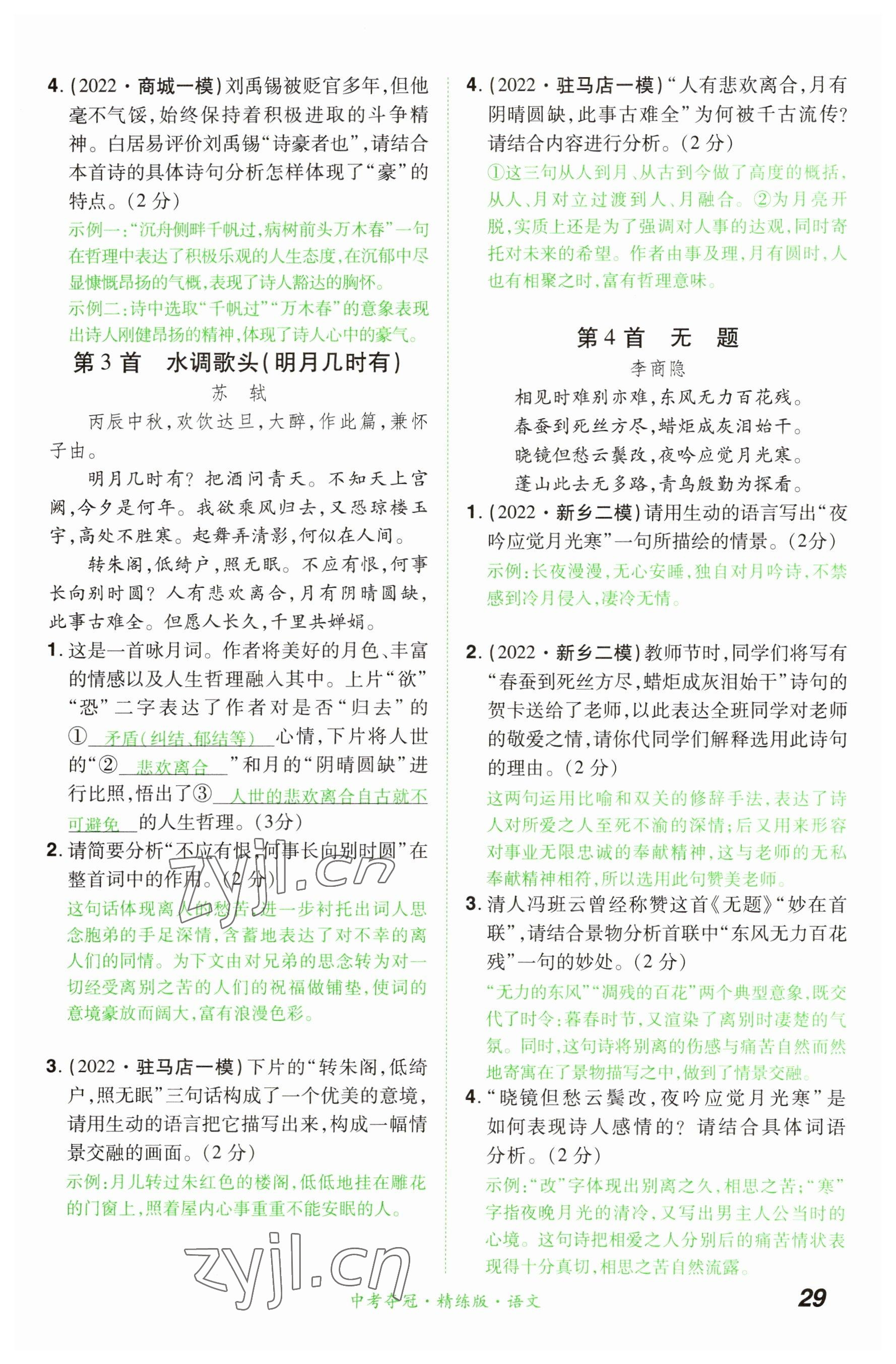 2023年國華教育中考奪冠語文河南專版 參考答案第29頁