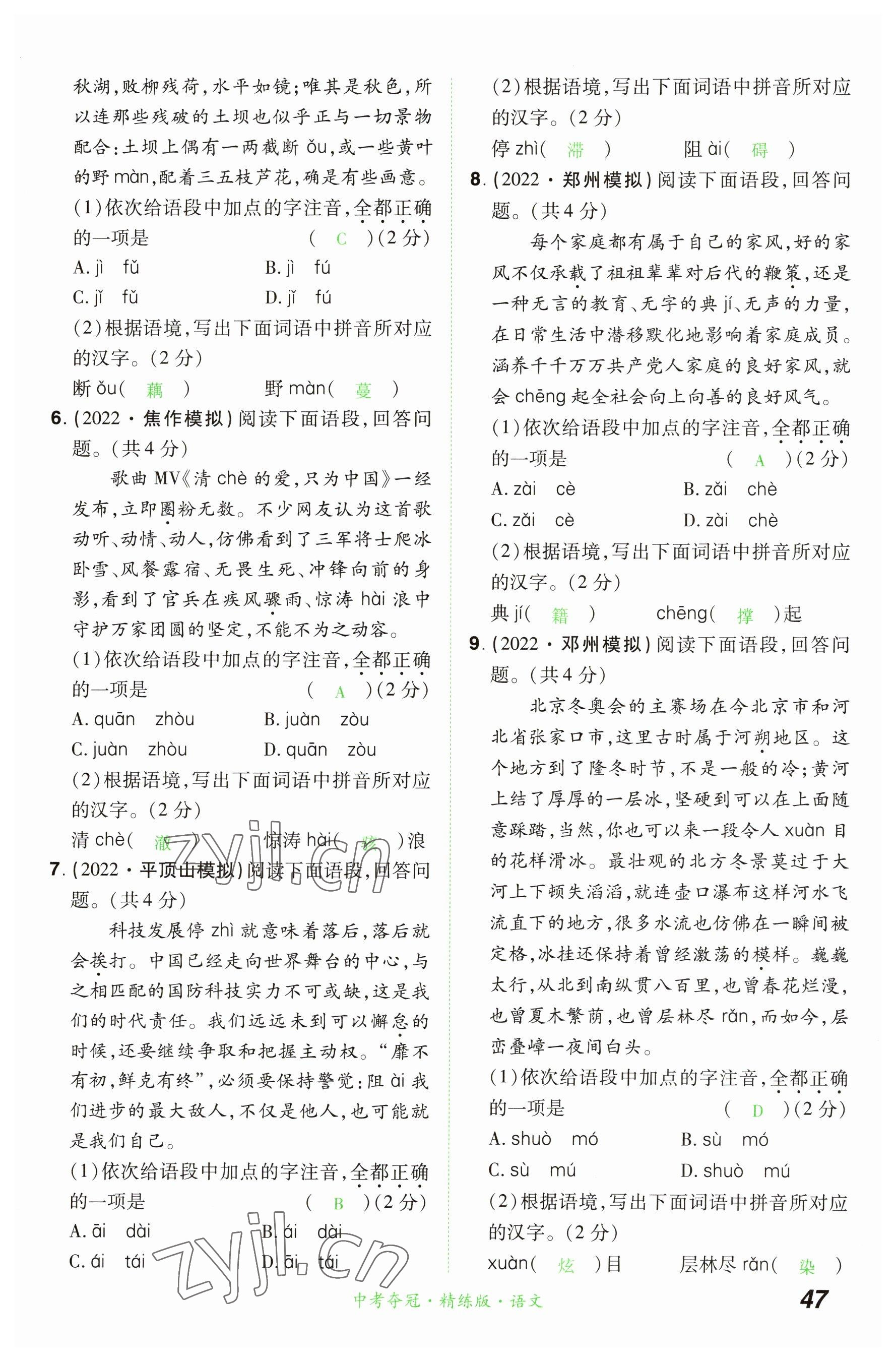 2023年國華教育中考奪冠語文河南專版 參考答案第47頁