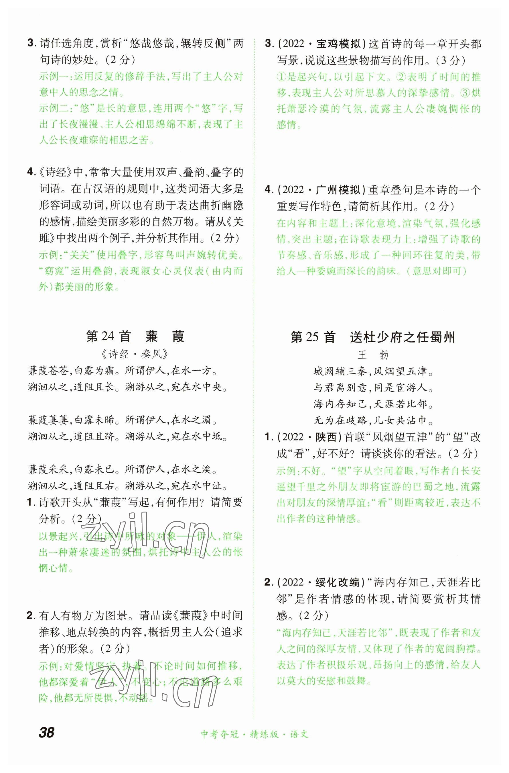 2023年國華教育中考奪冠語文河南專版 參考答案第38頁