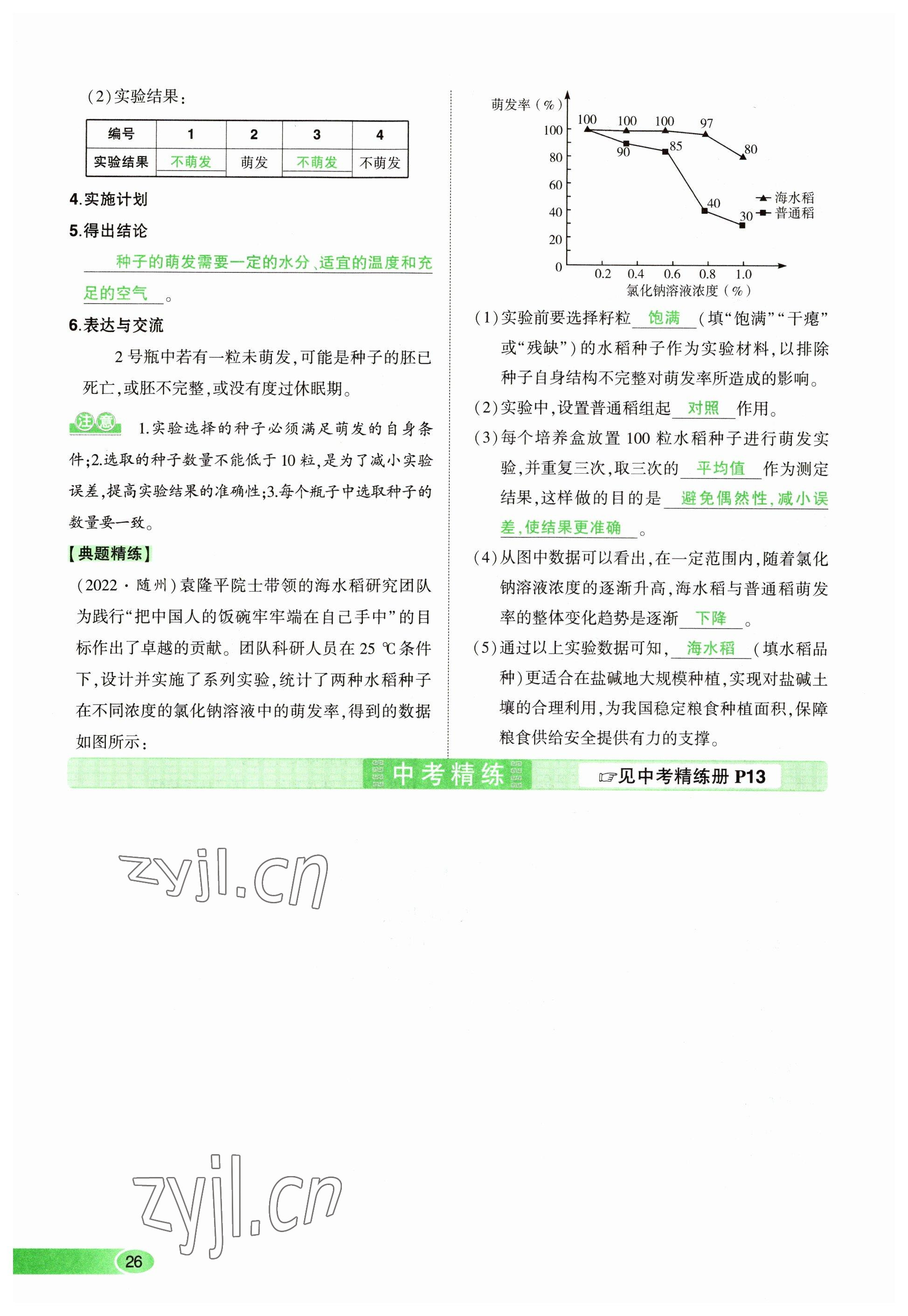 2023年河南中考命題非常解讀生物 參考答案第26頁