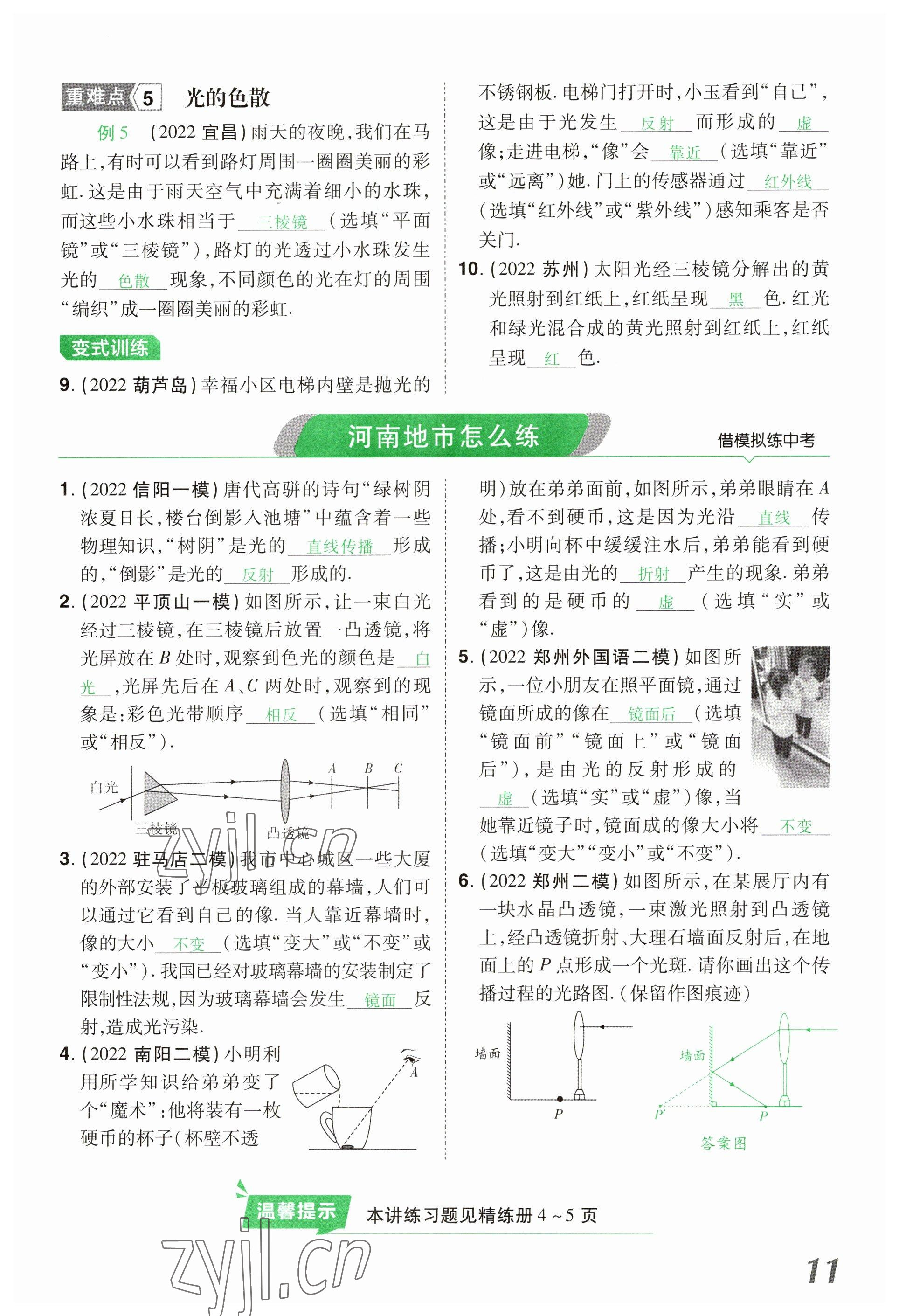 2023年領(lǐng)揚(yáng)文化中考研究物理河南專版 參考答案第11頁
