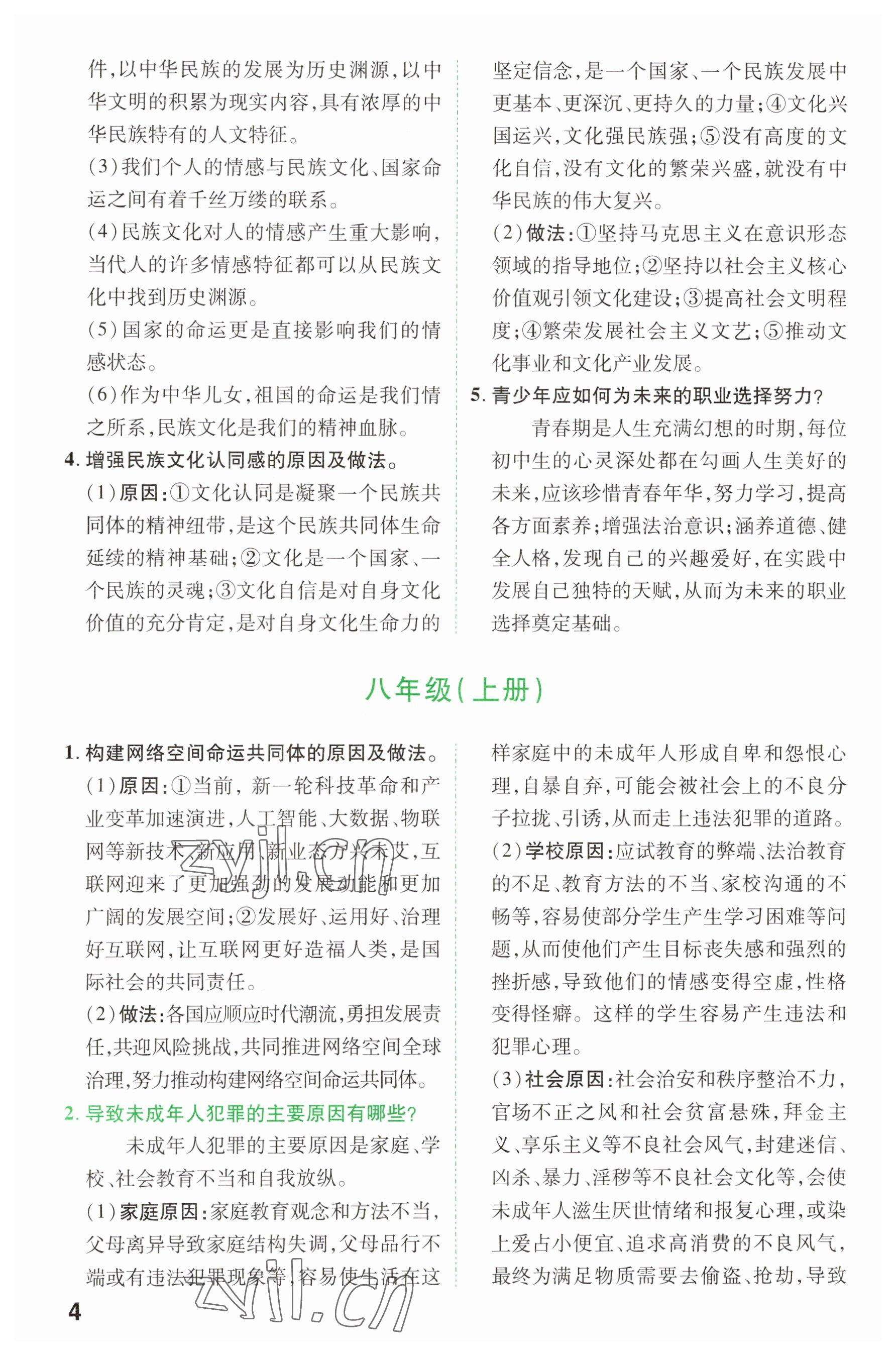 2023年領(lǐng)揚文化中考研究道德與法治河南專版 參考答案第3頁
