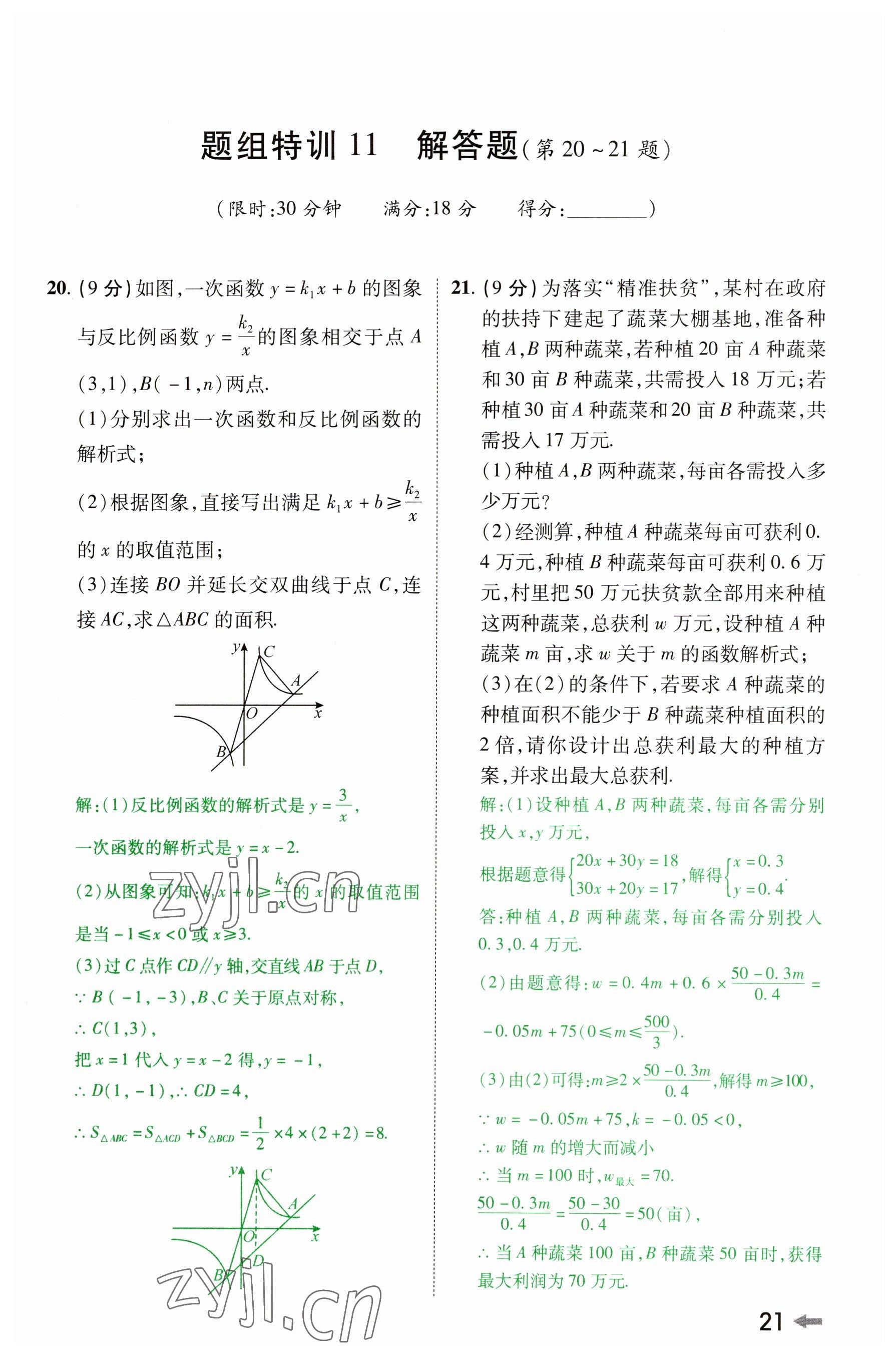 2023年領(lǐng)揚(yáng)文化中考研究數(shù)學(xué)河南專版 參考答案第20頁