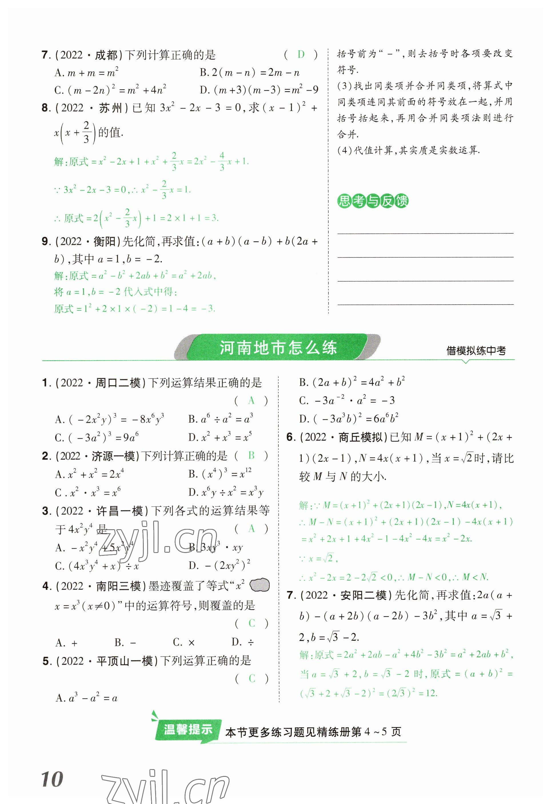 2023年領(lǐng)揚(yáng)文化中考研究數(shù)學(xué)河南專(zhuān)版 參考答案第10頁(yè)