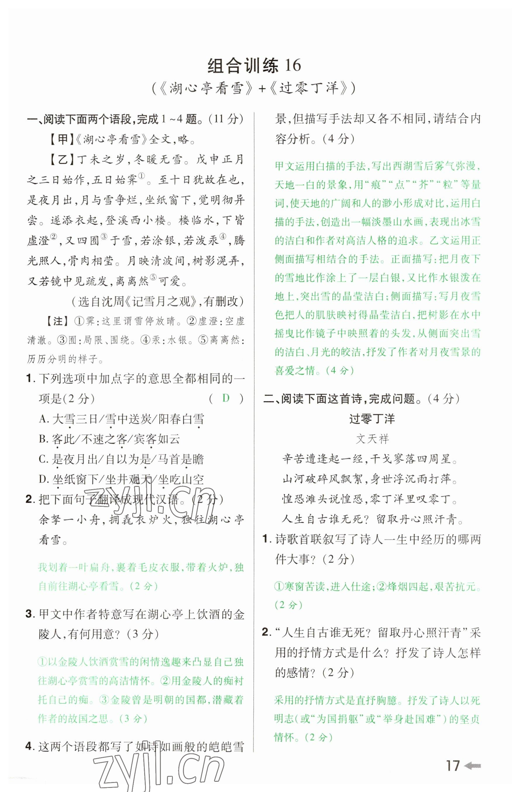 2023年領(lǐng)揚(yáng)文化中考研究語文河南專版 參考答案第16頁