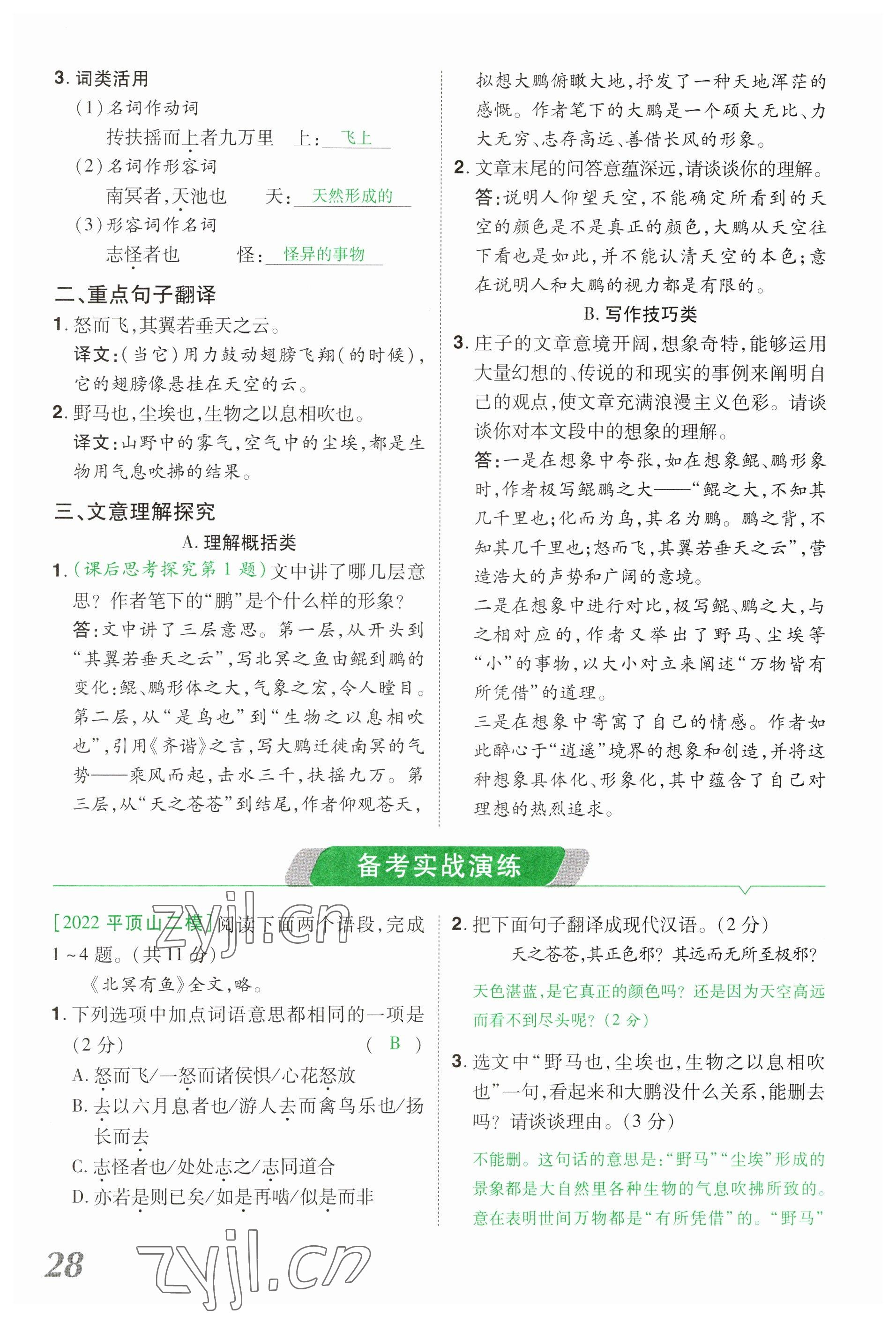 2023年領(lǐng)揚文化中考研究語文河南專版 參考答案第28頁