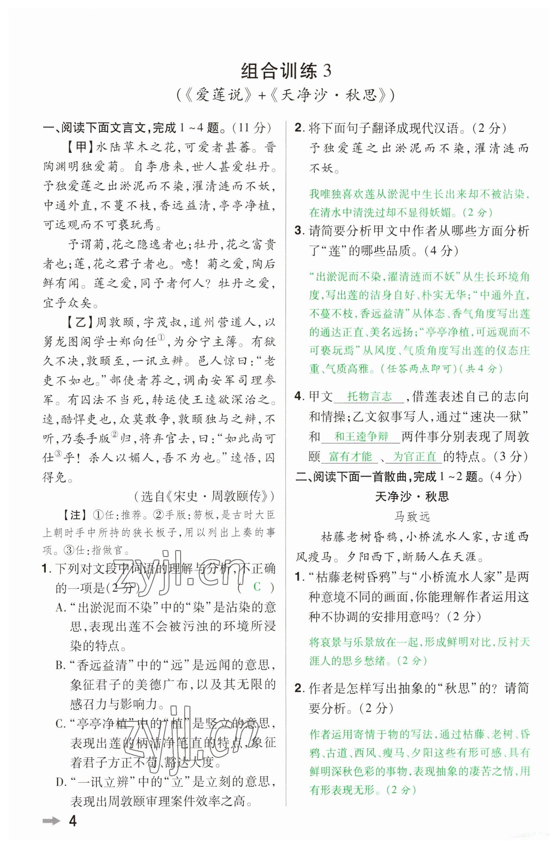 2023年領(lǐng)揚(yáng)文化中考研究語文河南專版 參考答案第3頁