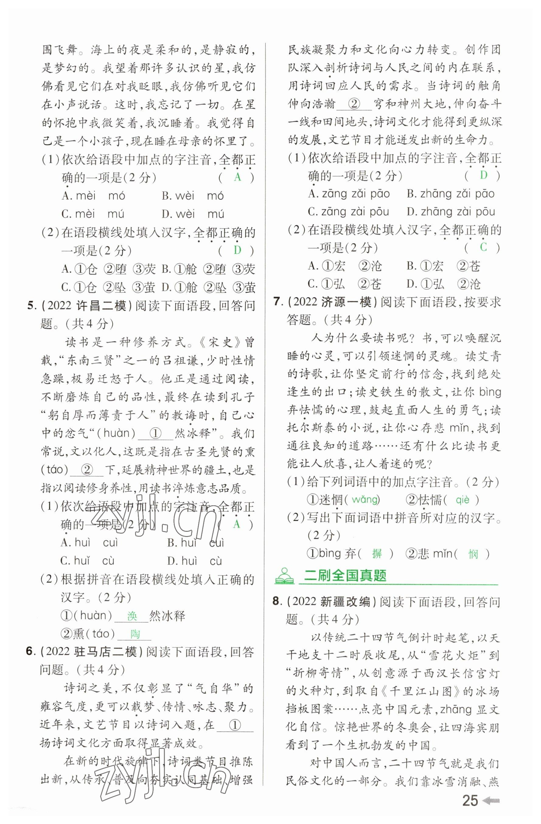 2023年領(lǐng)揚(yáng)文化中考研究語(yǔ)文河南專(zhuān)版 參考答案第24頁(yè)