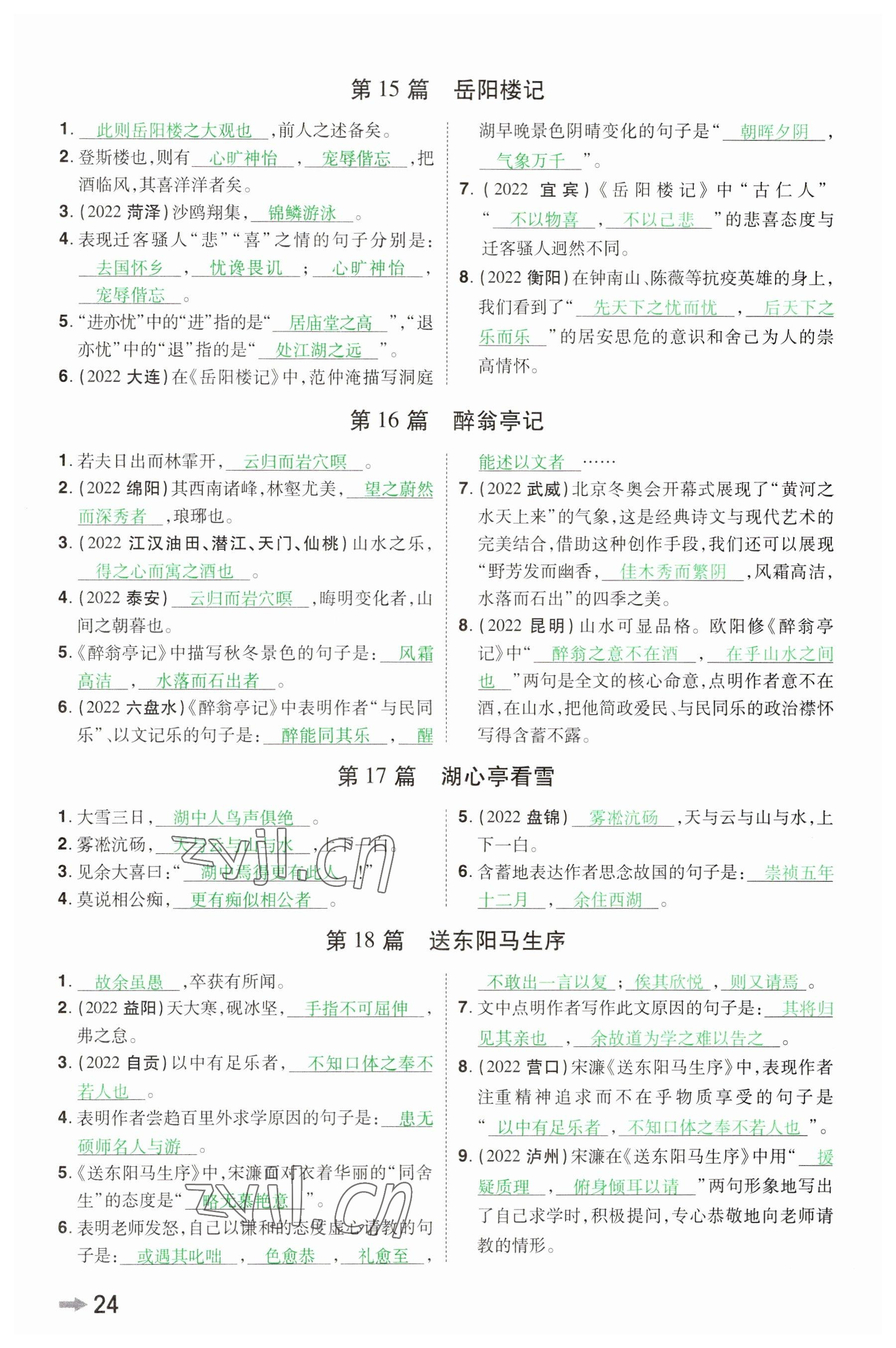 2023年領(lǐng)揚(yáng)文化中考研究語文河南專版 參考答案第23頁