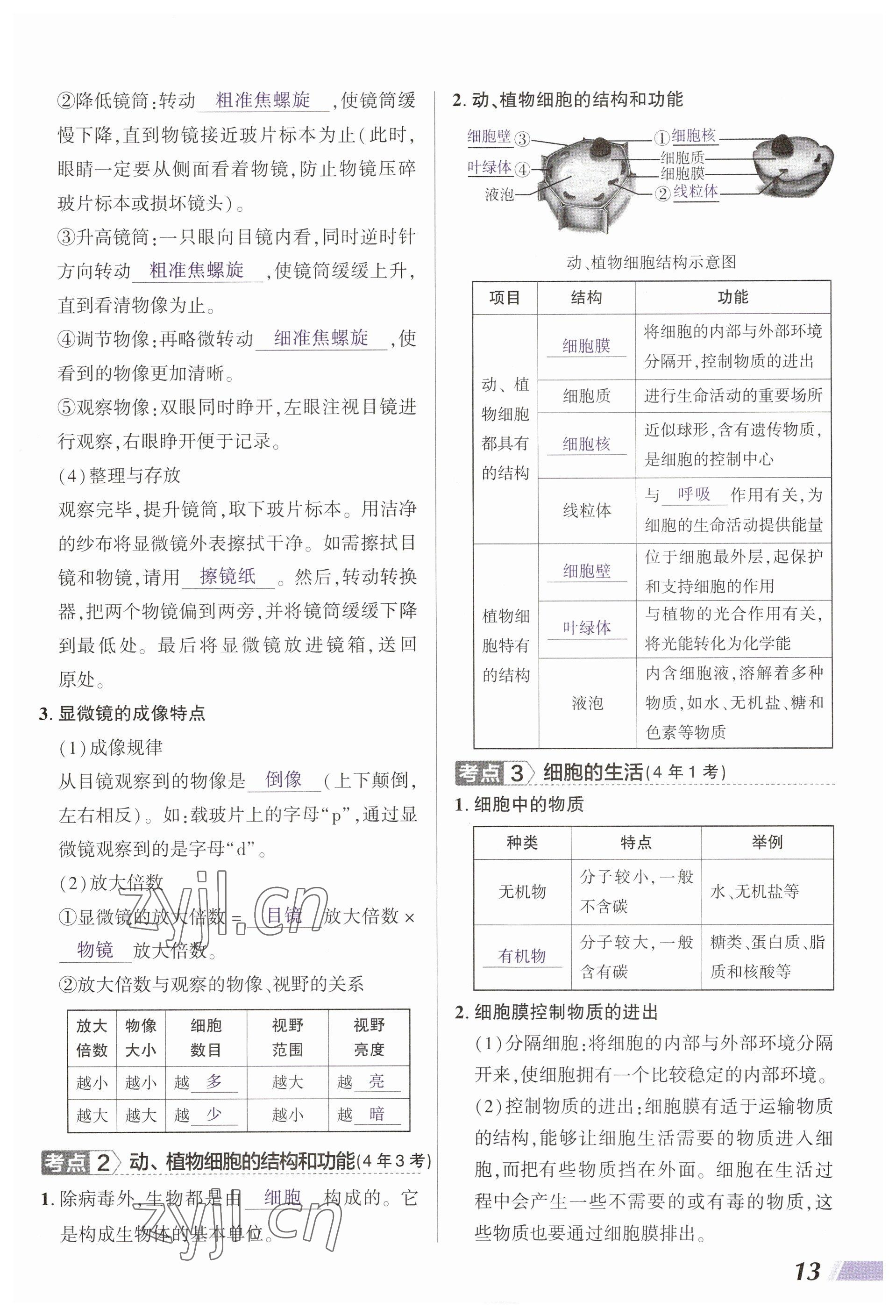 2023年中考通生物河南專版 參考答案第13頁