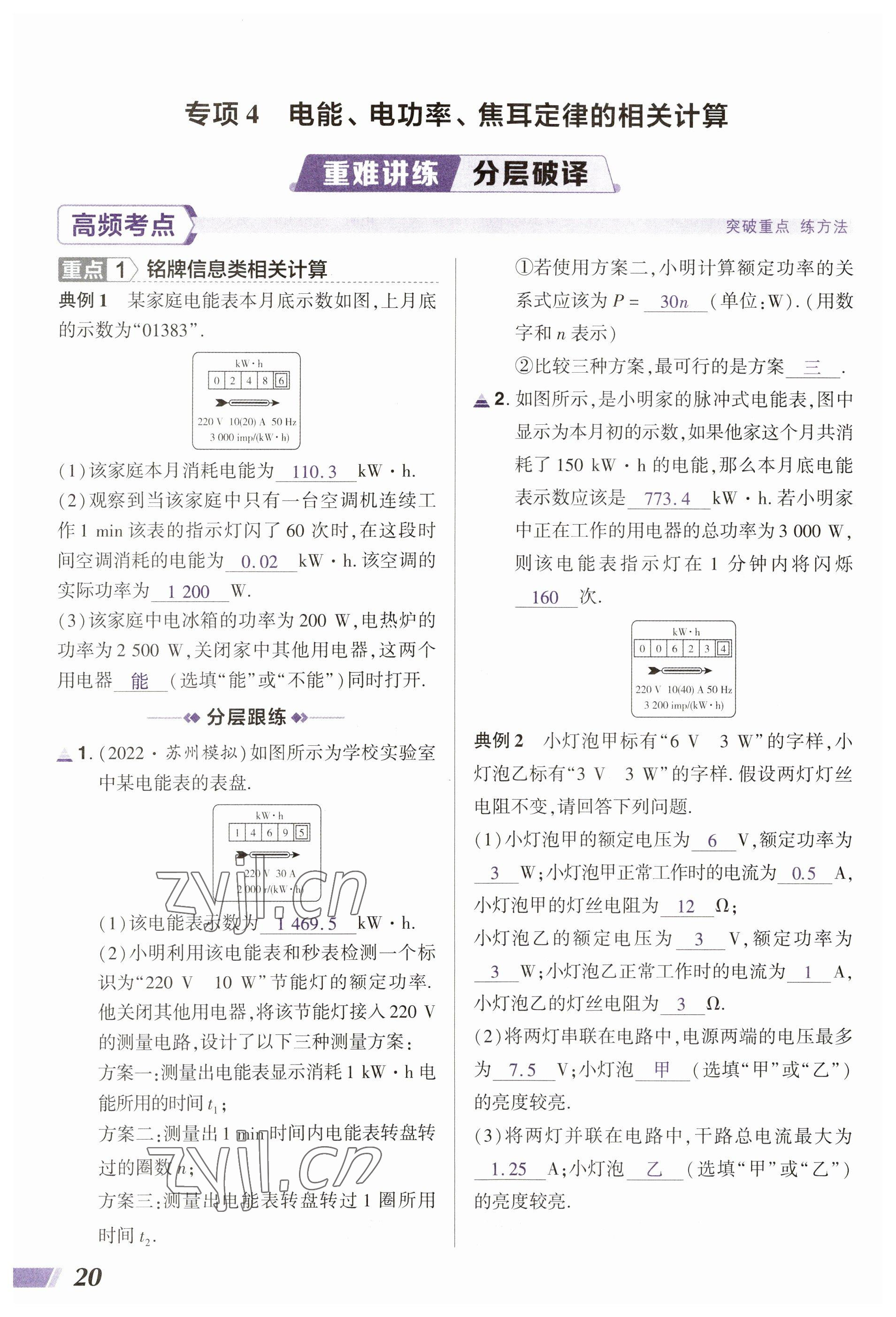 2023年中考通物理河南專版 參考答案第20頁