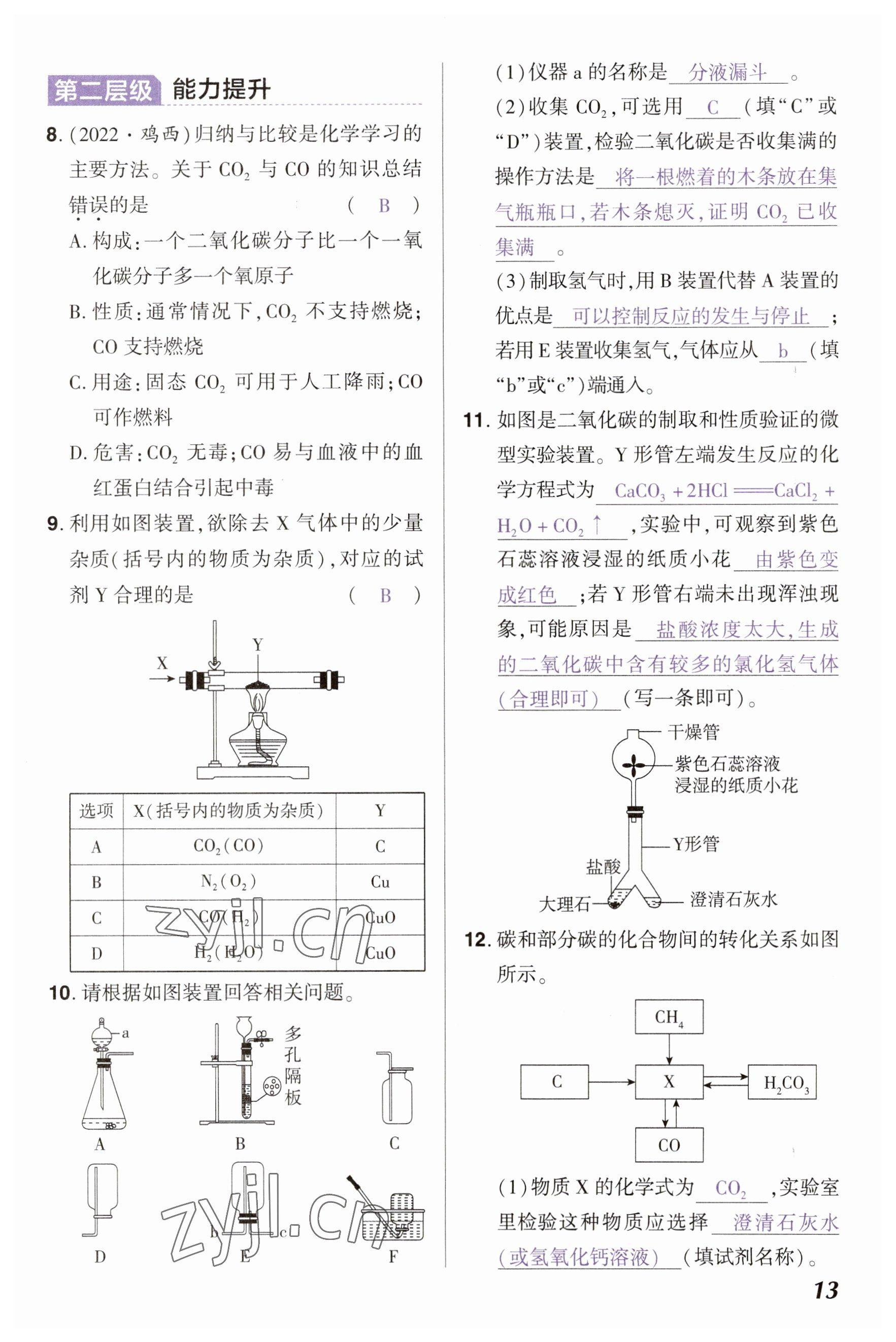 2023年中考通化學(xué)河南專版 參考答案第13頁