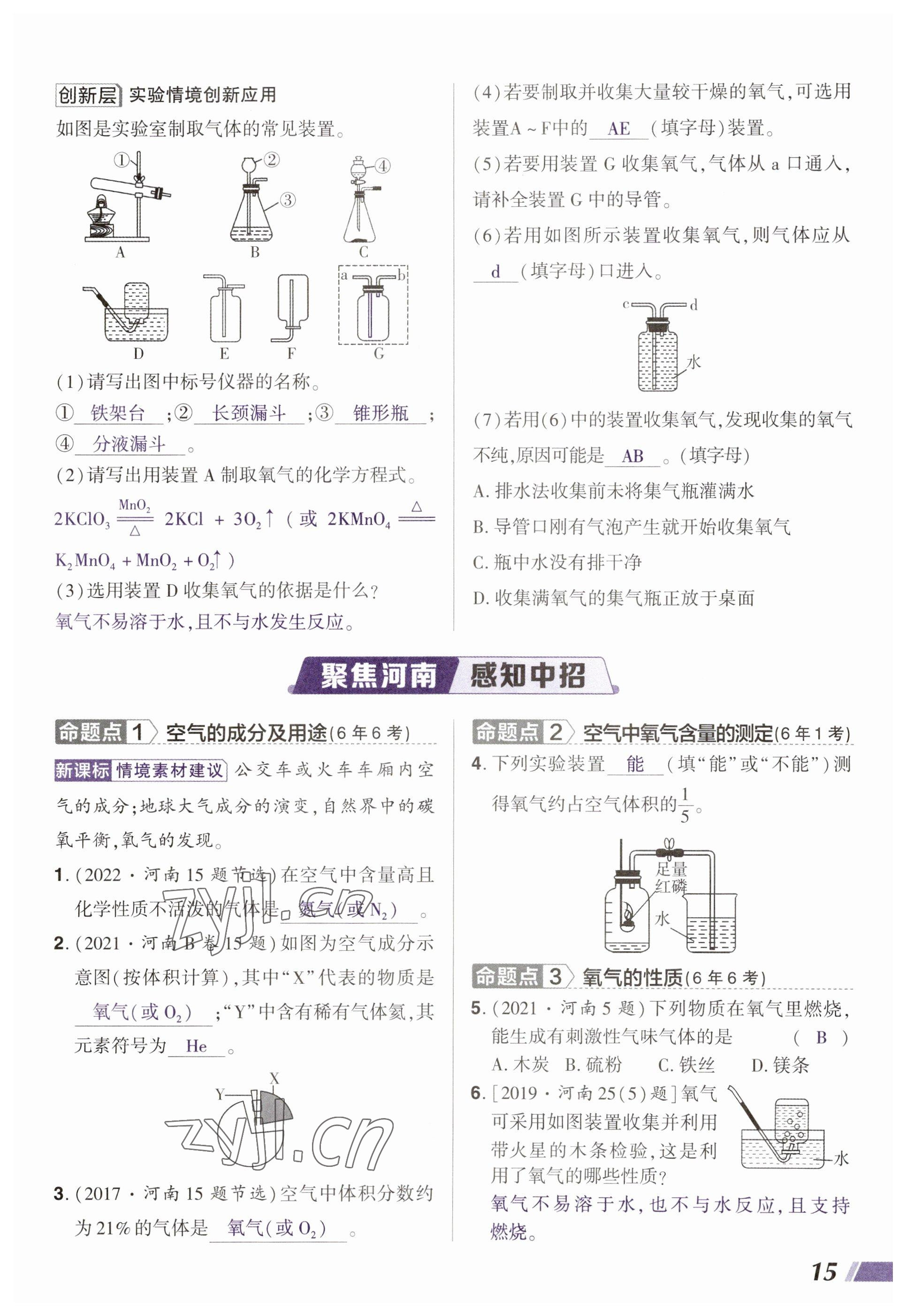 2023年中考通化學(xué)河南專版 參考答案第15頁