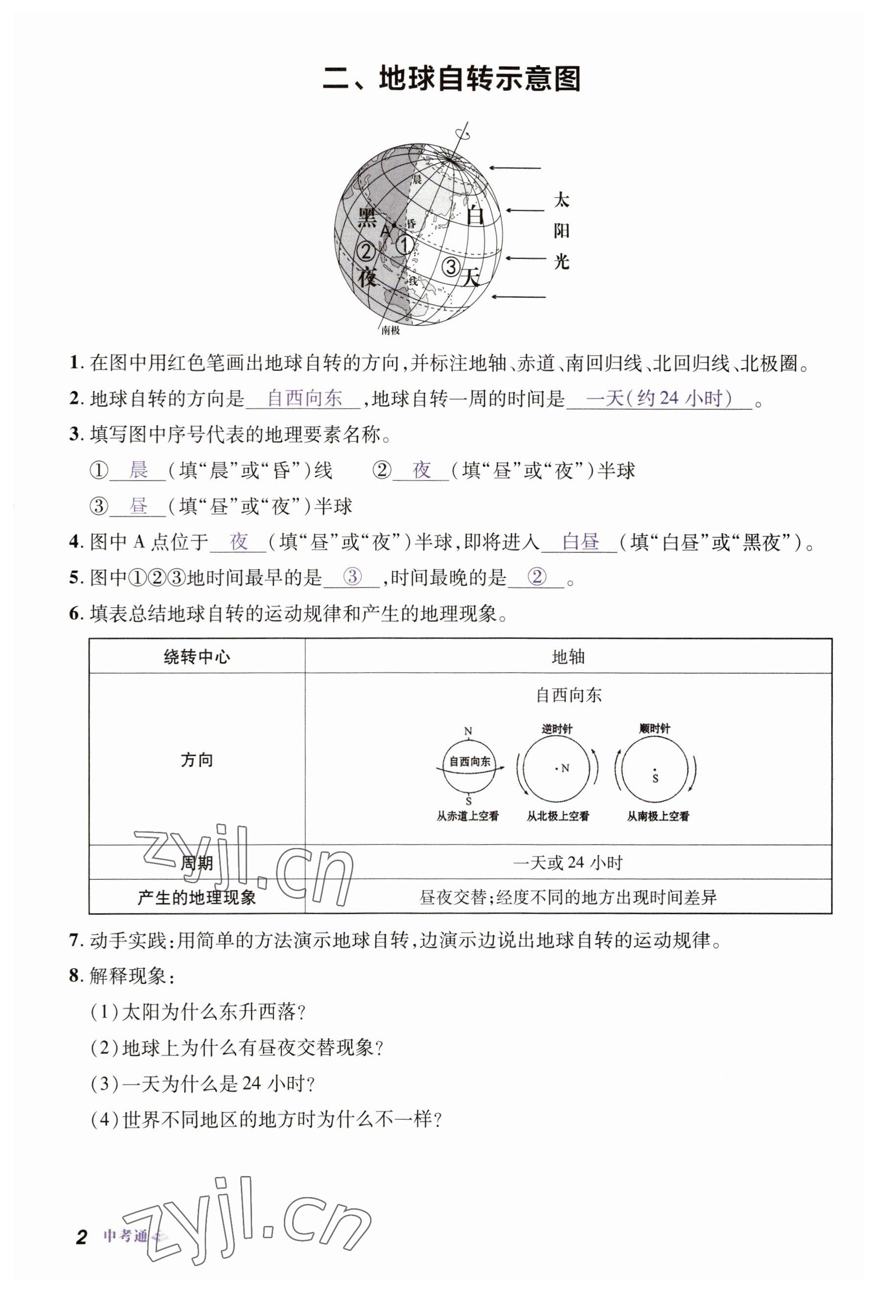 2023年中考通地理河南专版 参考答案第2页