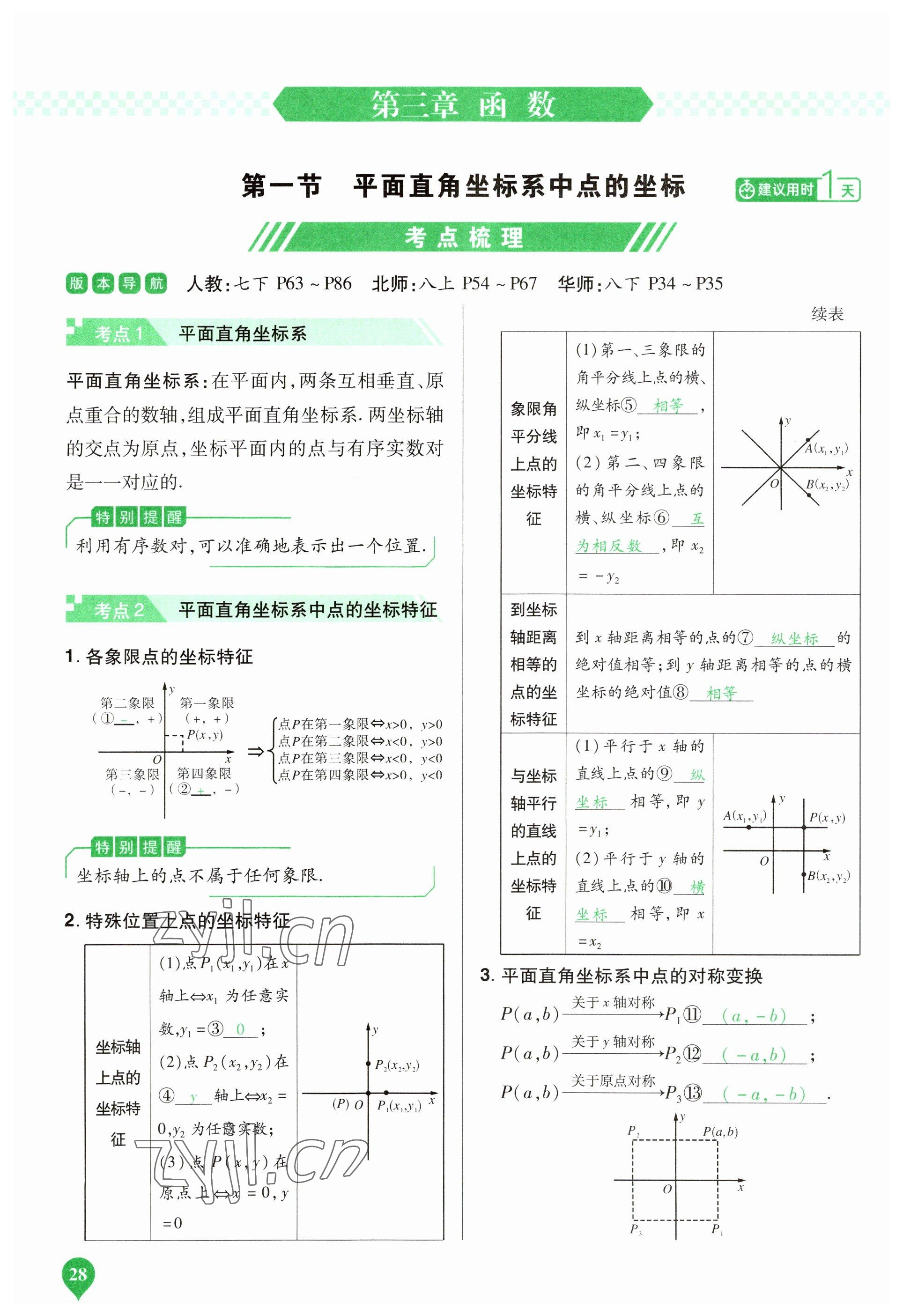 2023年河南中考第一輪總復(fù)習(xí)一本全數(shù)學(xué) 參考答案第28頁(yè)