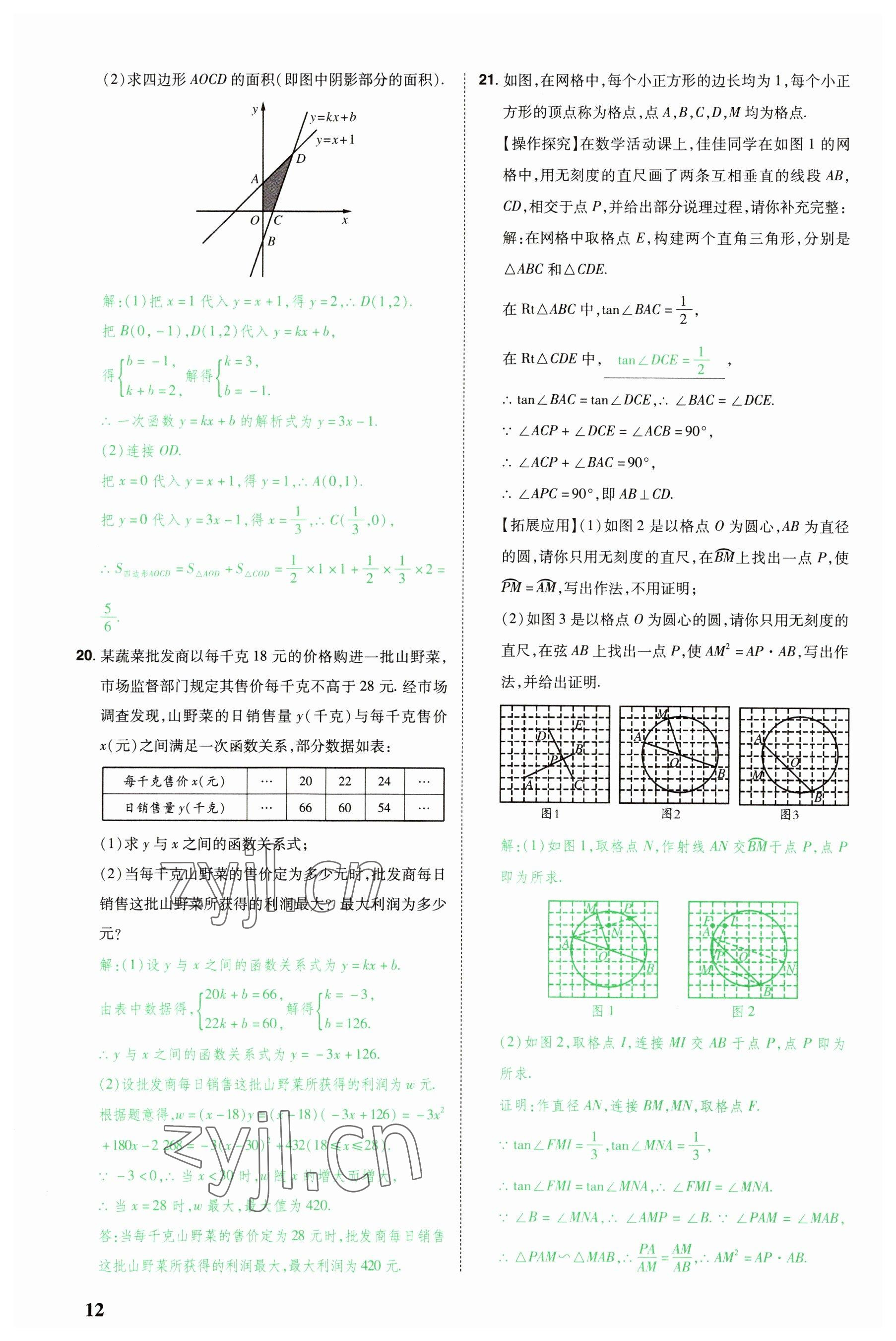 2023年河南中考第一輪總復(fù)習(xí)一本全數(shù)學(xué) 參考答案第12頁