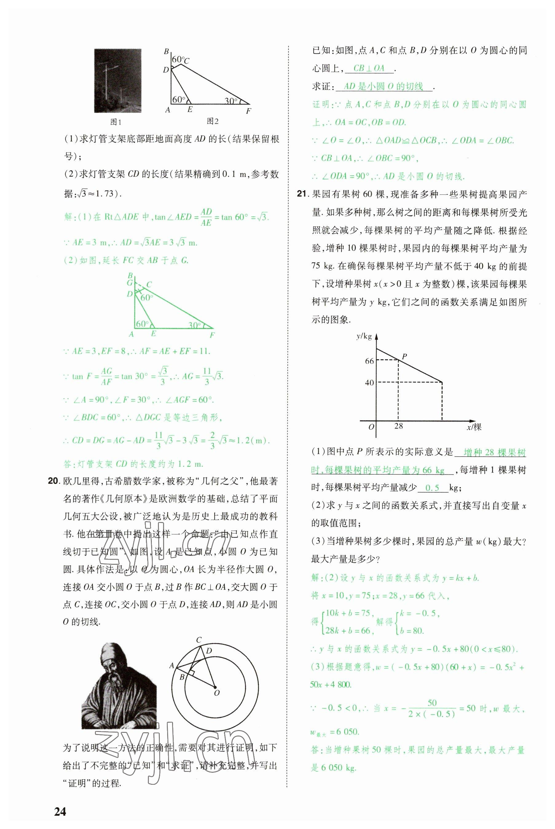 2023年河南中考第一輪總復(fù)習(xí)一本全數(shù)學(xué) 參考答案第24頁