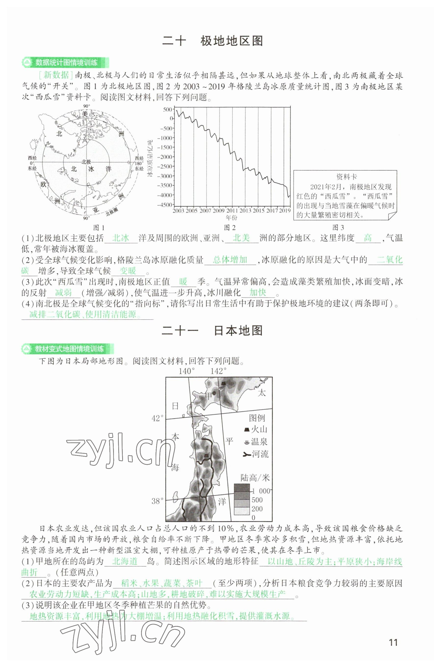 2023年河南中考第一輪總復(fù)習(xí)一本全地理 參考答案第11頁