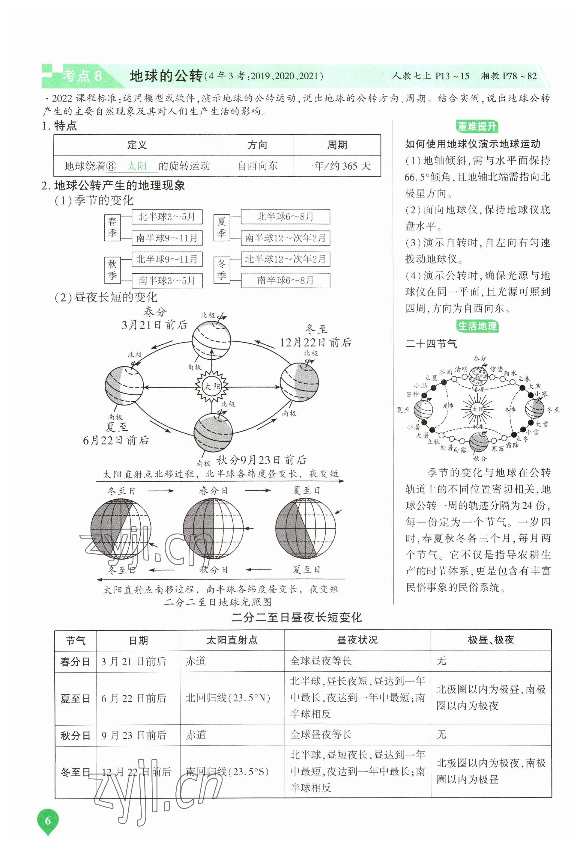 2023年河南中考第一輪總復(fù)習(xí)一本全地理 參考答案第6頁