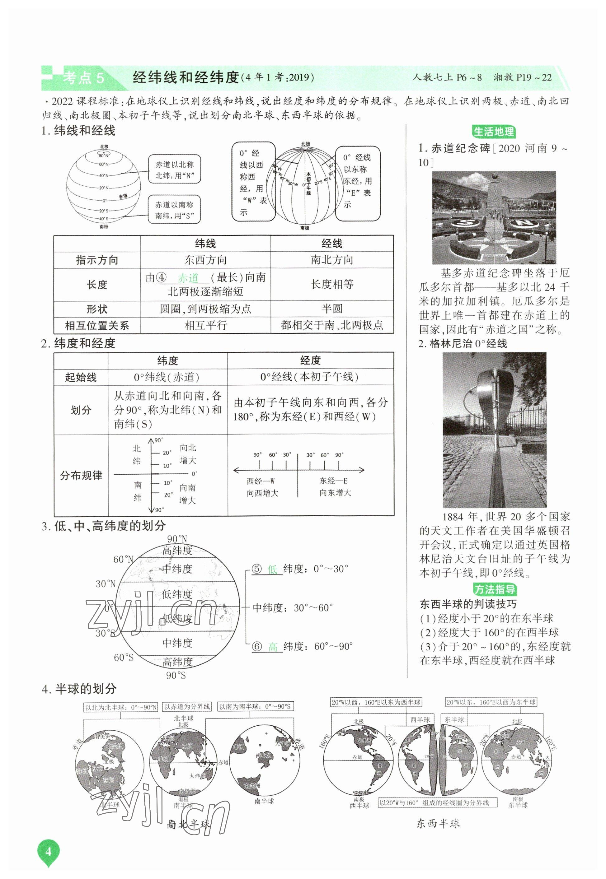 2023年河南中考第一輪總復(fù)習(xí)一本全地理 參考答案第4頁