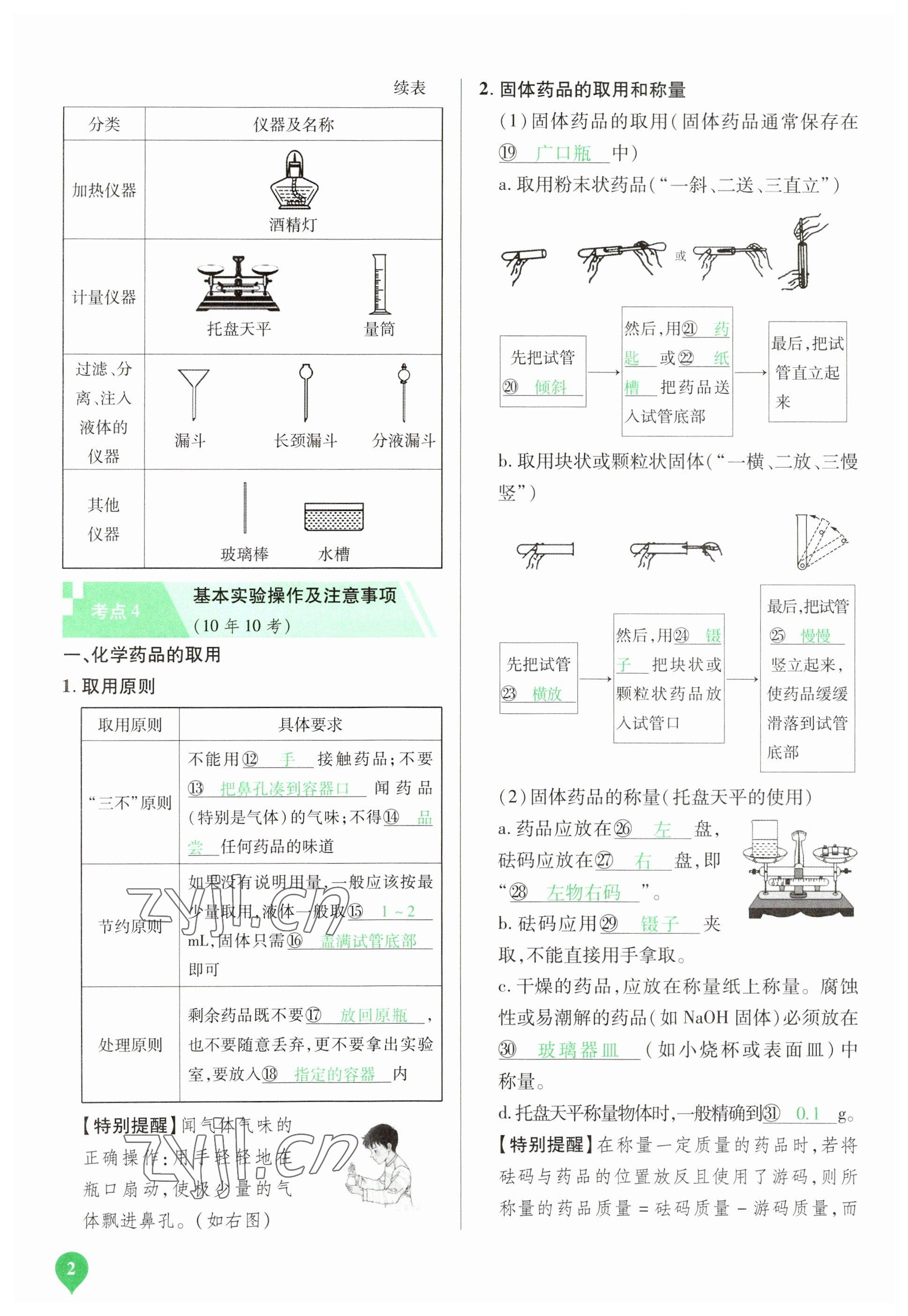 2023年河南中考第一輪總復(fù)習(xí)一本全化學(xué) 參考答案第2頁