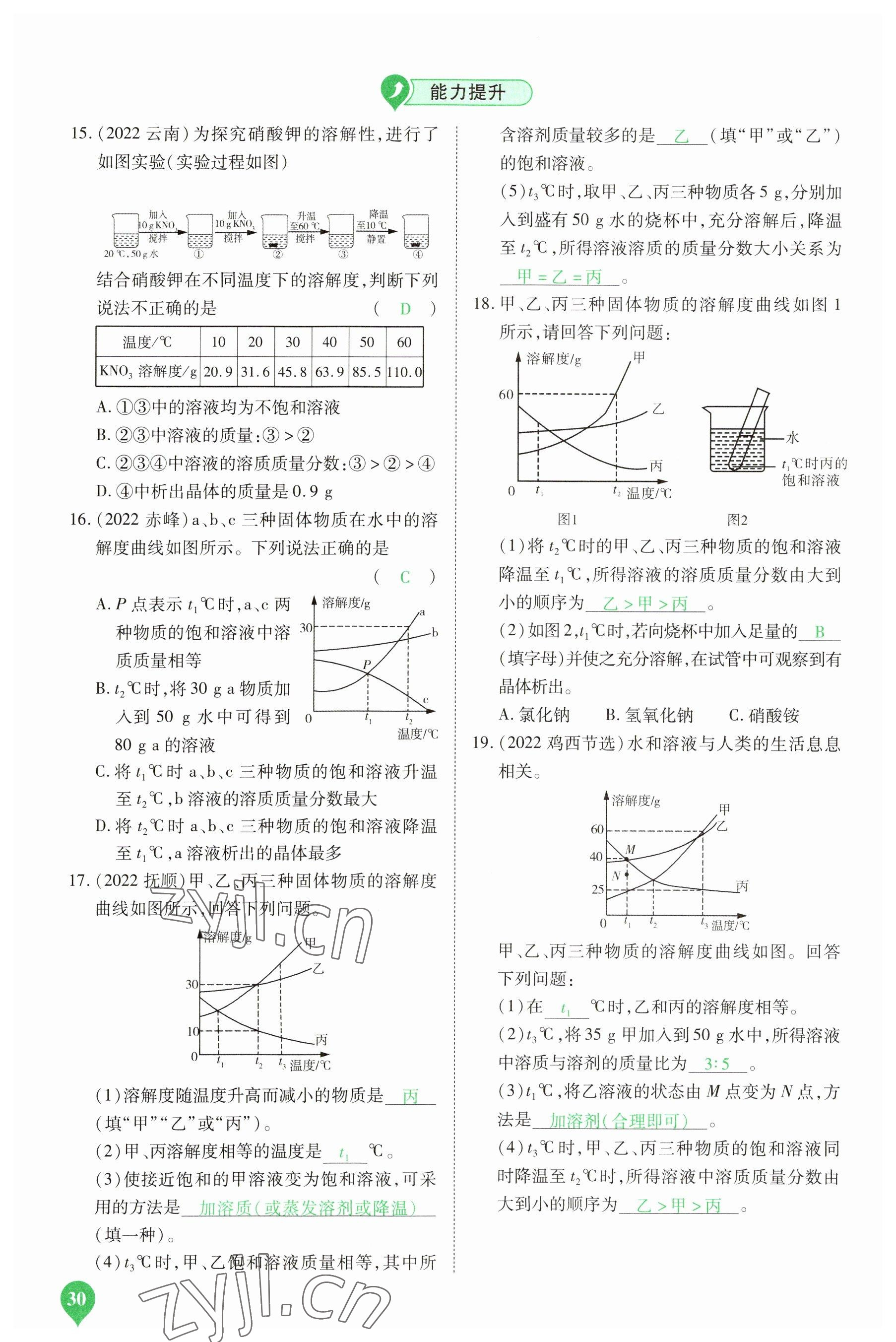 2023年河南中考第一輪總復(fù)習(xí)一本全化學(xué) 參考答案第29頁