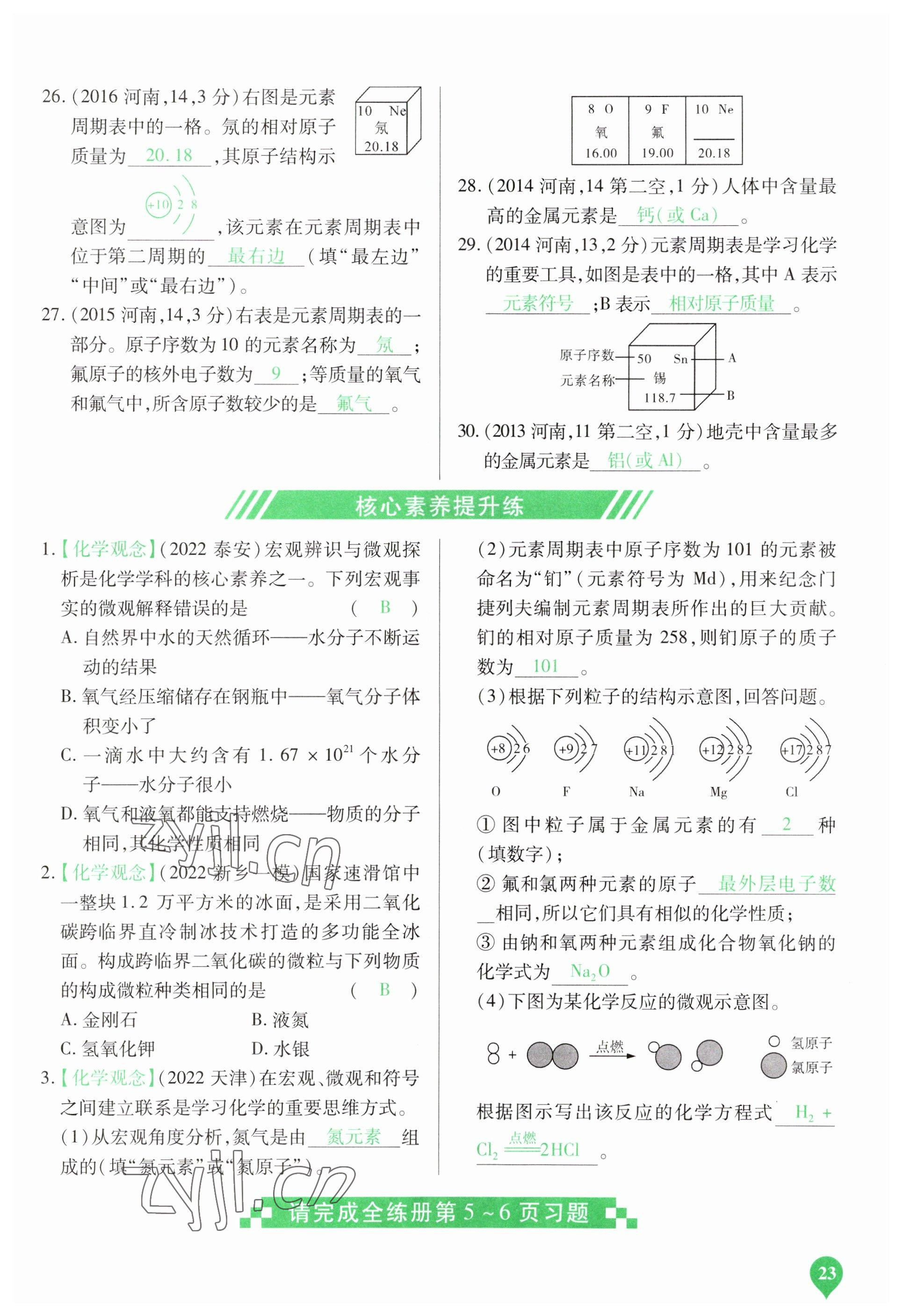 2023年河南中考第一輪總復(fù)習(xí)一本全化學(xué) 參考答案第23頁