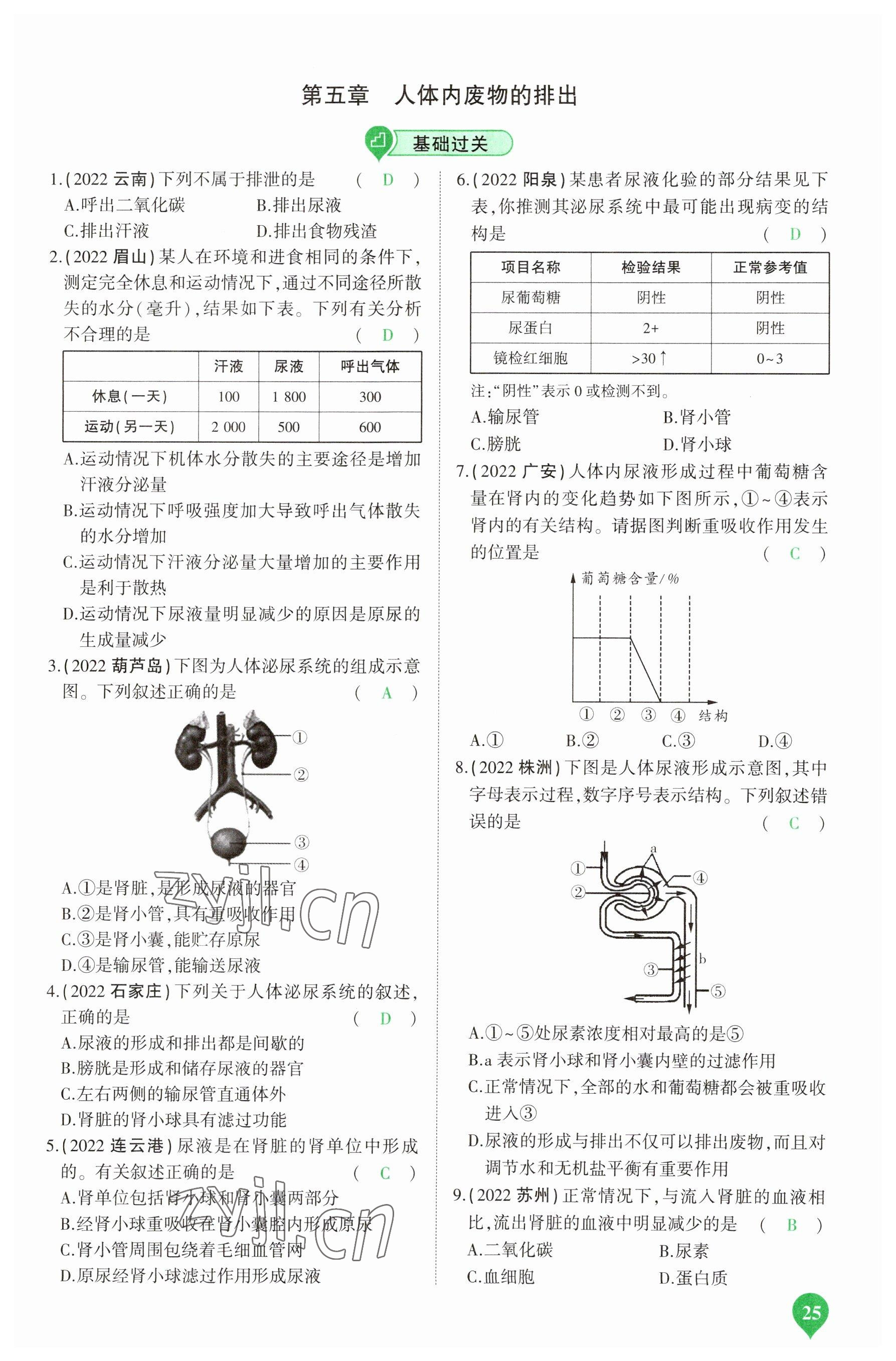 2023年河南中考第一輪總復(fù)習(xí)一本全生物 參考答案第25頁(yè)