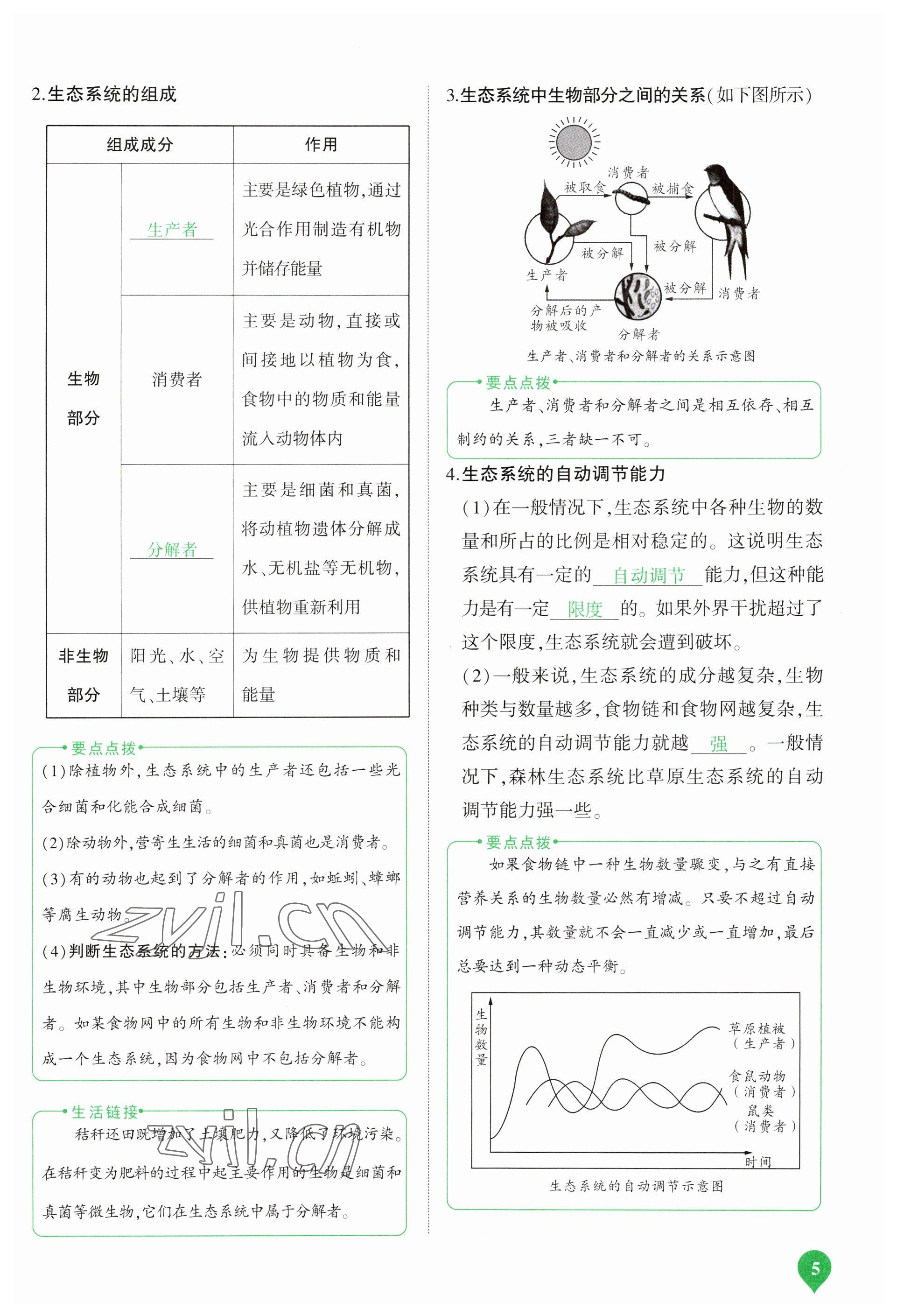 2023年河南中考第一輪總復習一本全生物 參考答案第5頁
