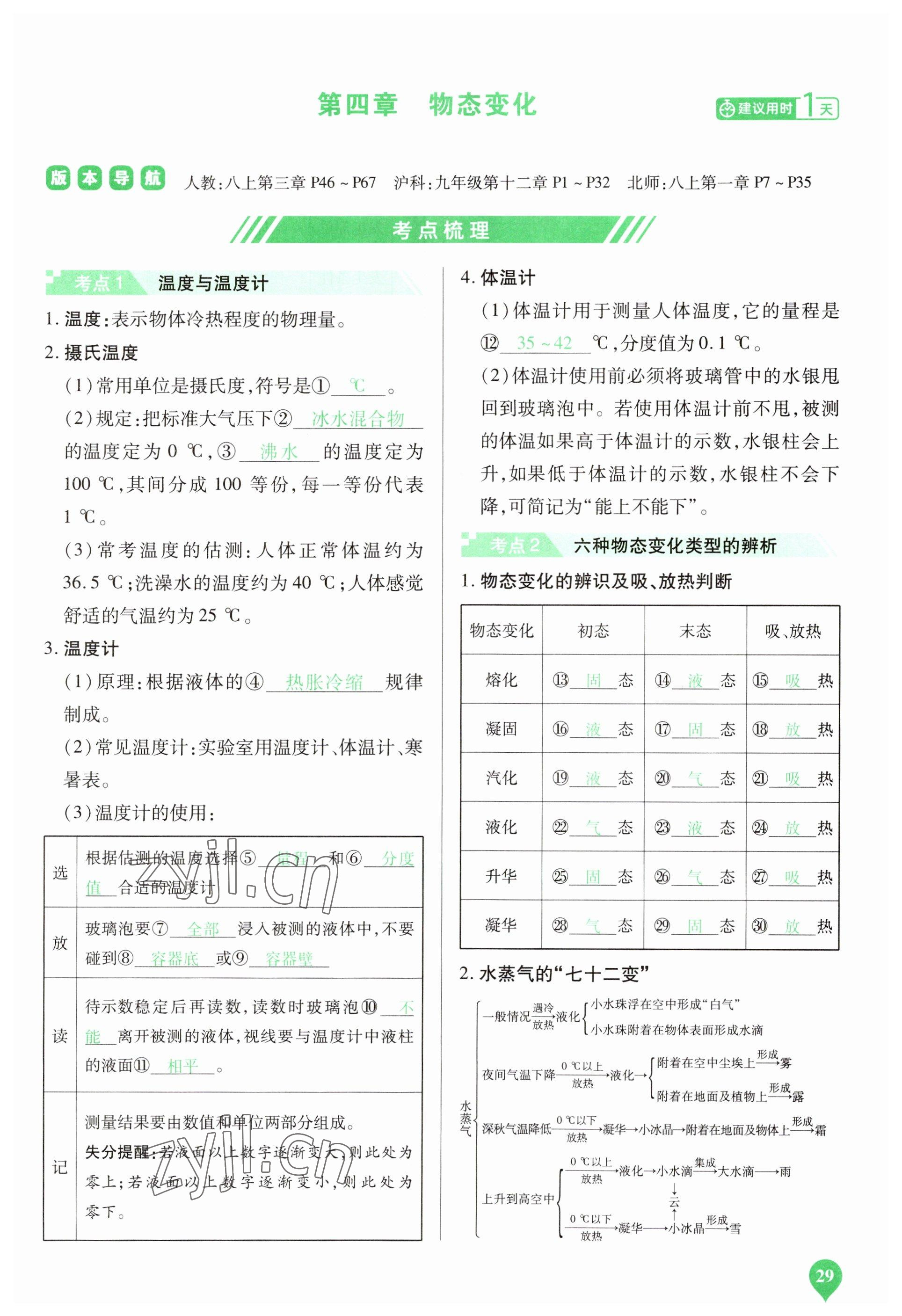 2023年河南中考第一輪總復(fù)習(xí)一本全物理 參考答案第29頁