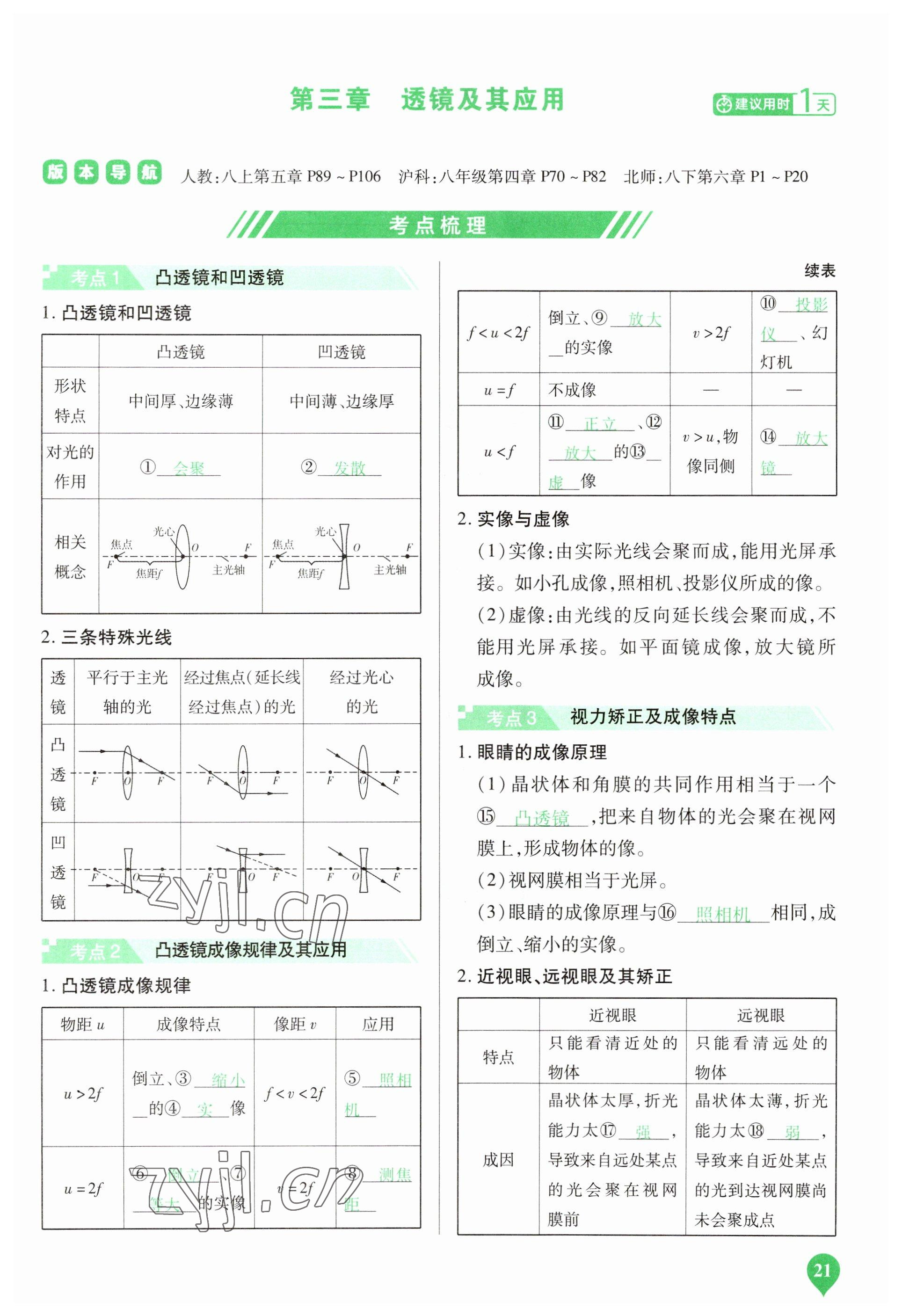 2023年河南中考第一輪總復習一本全物理 參考答案第21頁