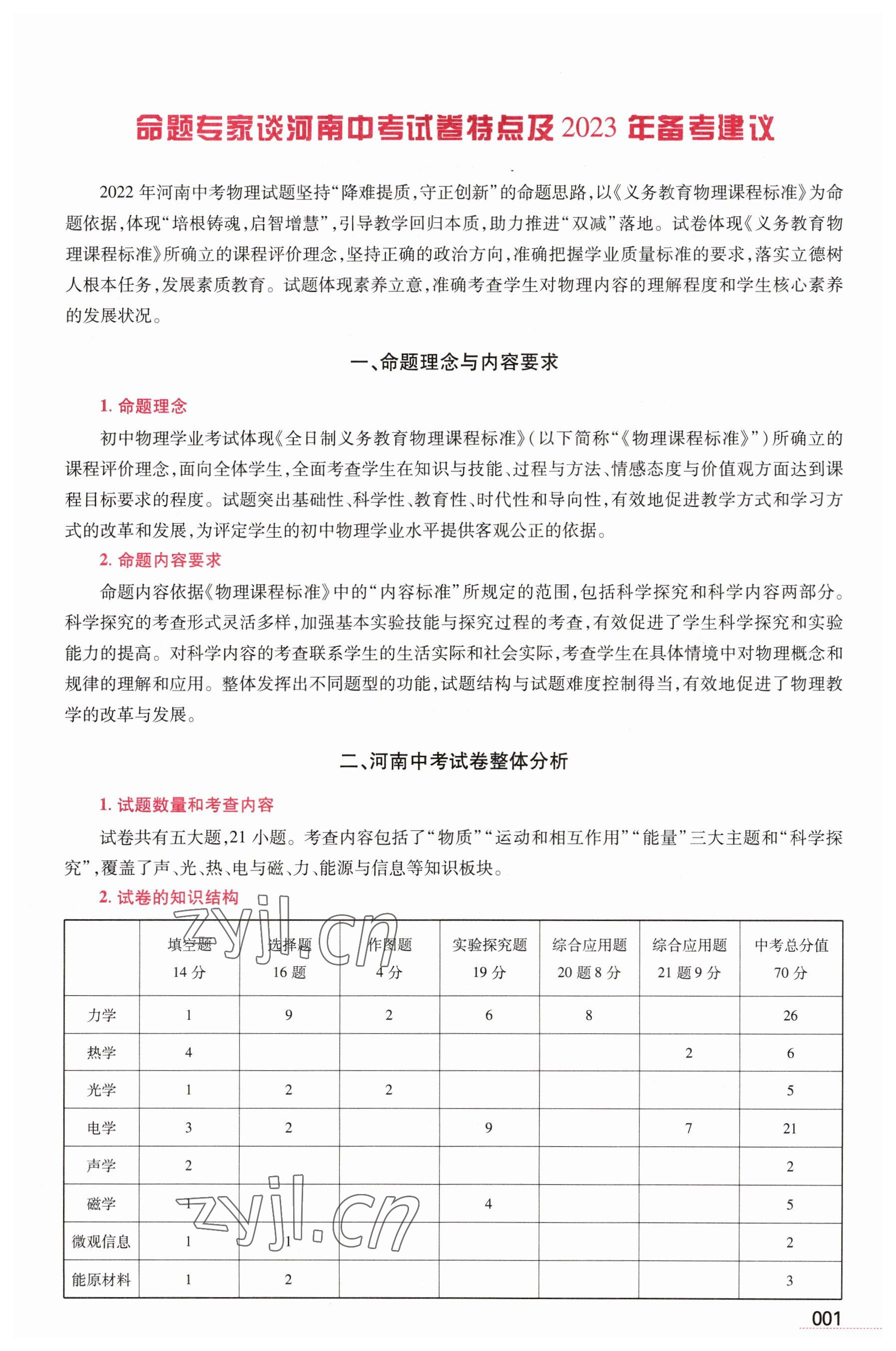 2023年洪文教育最新中考物理河南專版 參考答案第1頁